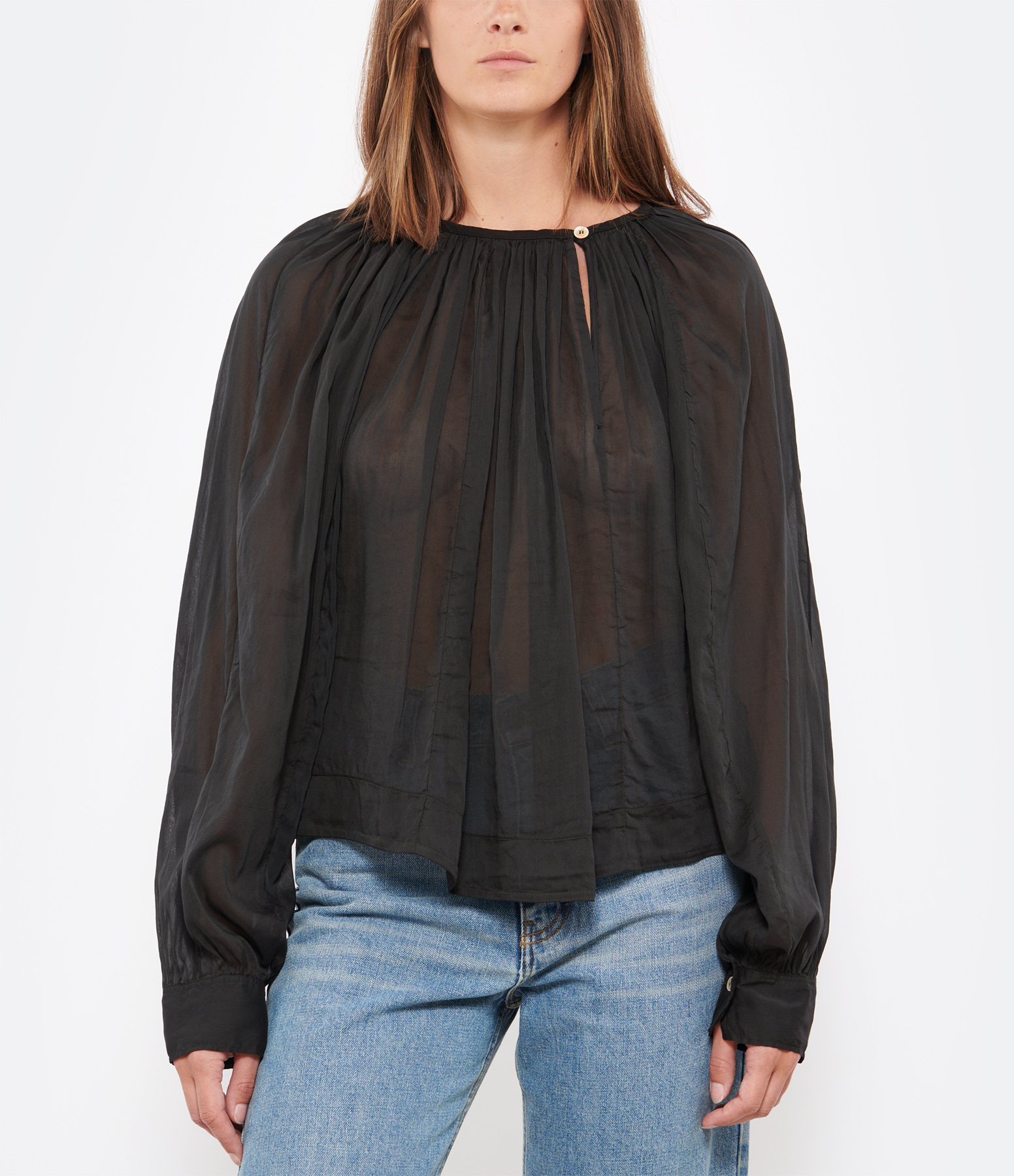 Black Cotton-Silk Shirt