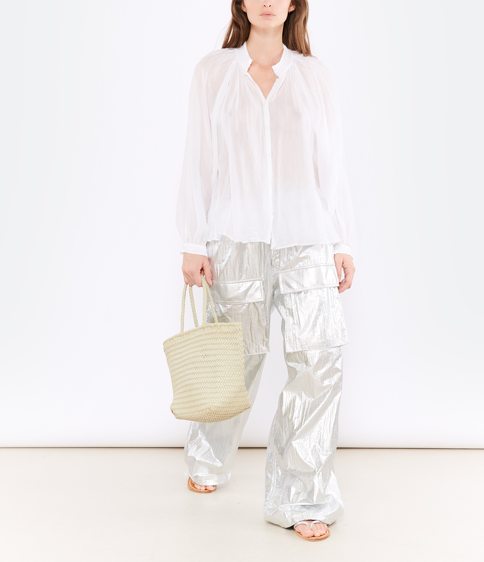 White Cotton and Silk Shirt