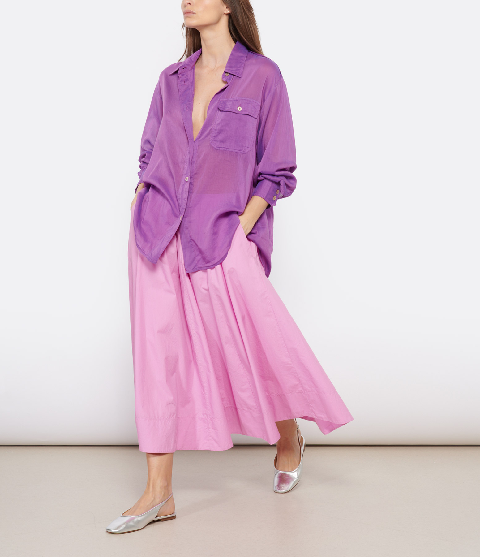 Purple Cotton-Silk Cocktail Shirt