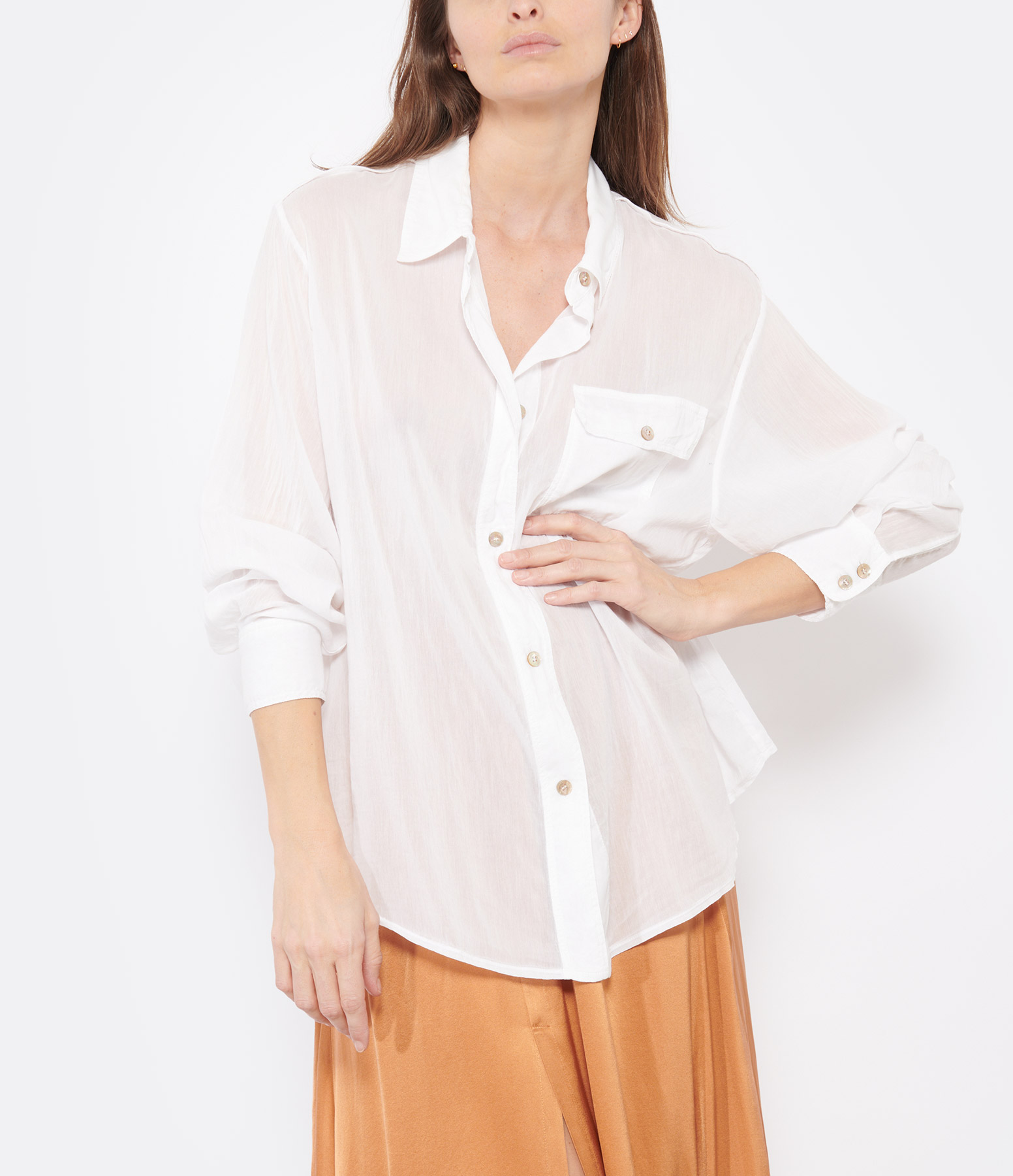White Cotton and Silk Shirt