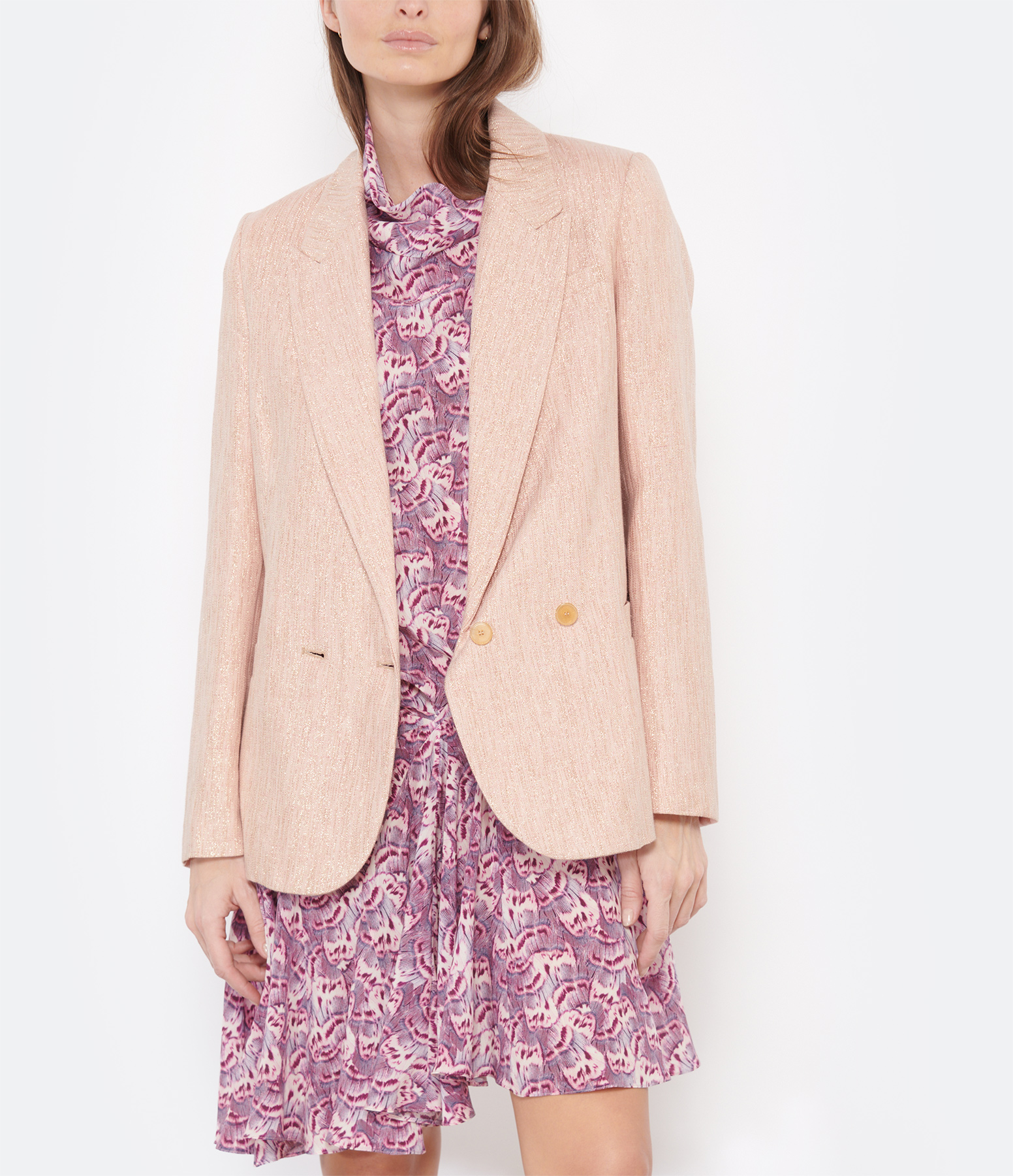 Petalo Lurex Linen Jacket in Pink