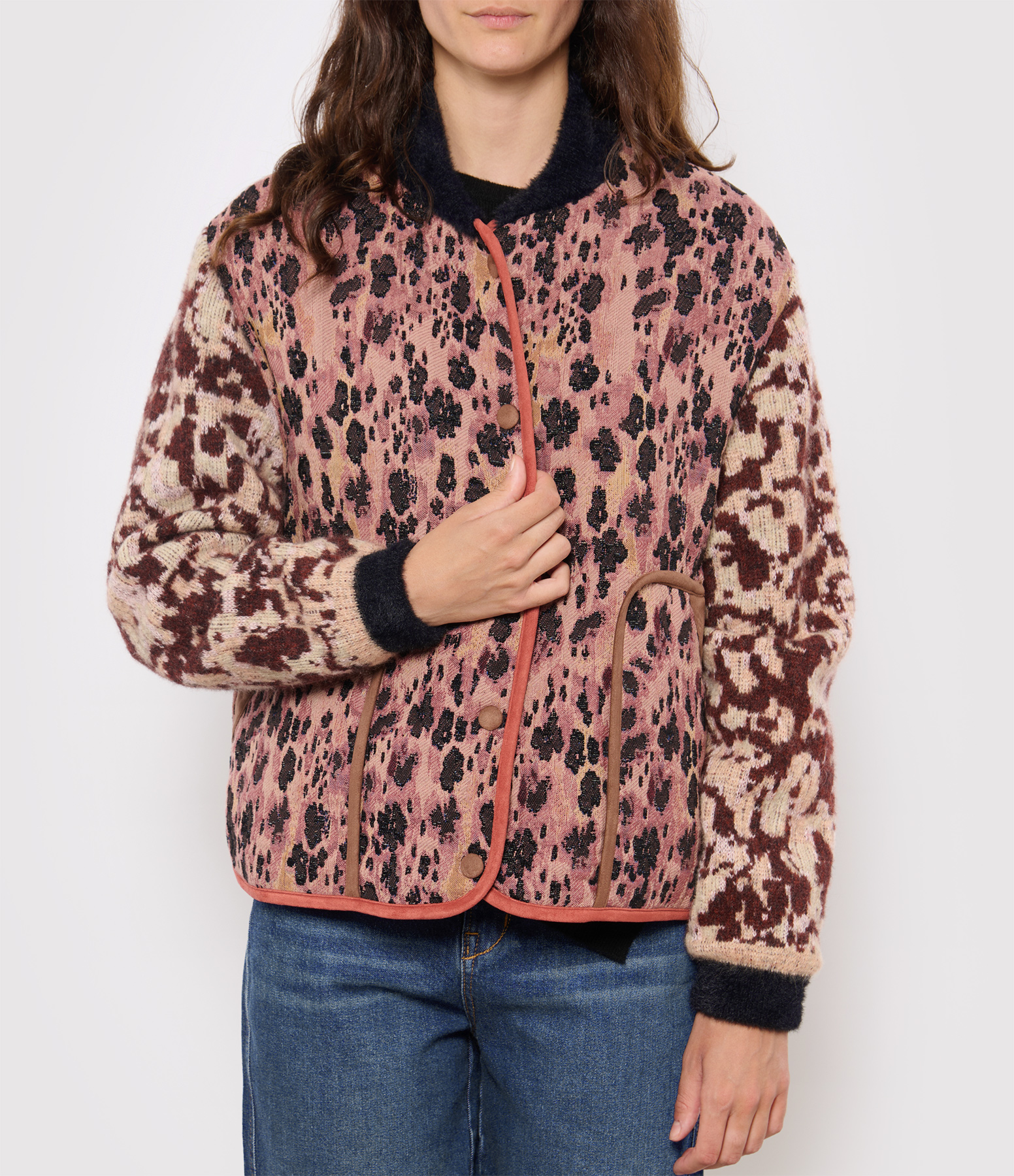 Pink Camouflage Floral Bomber Jacket