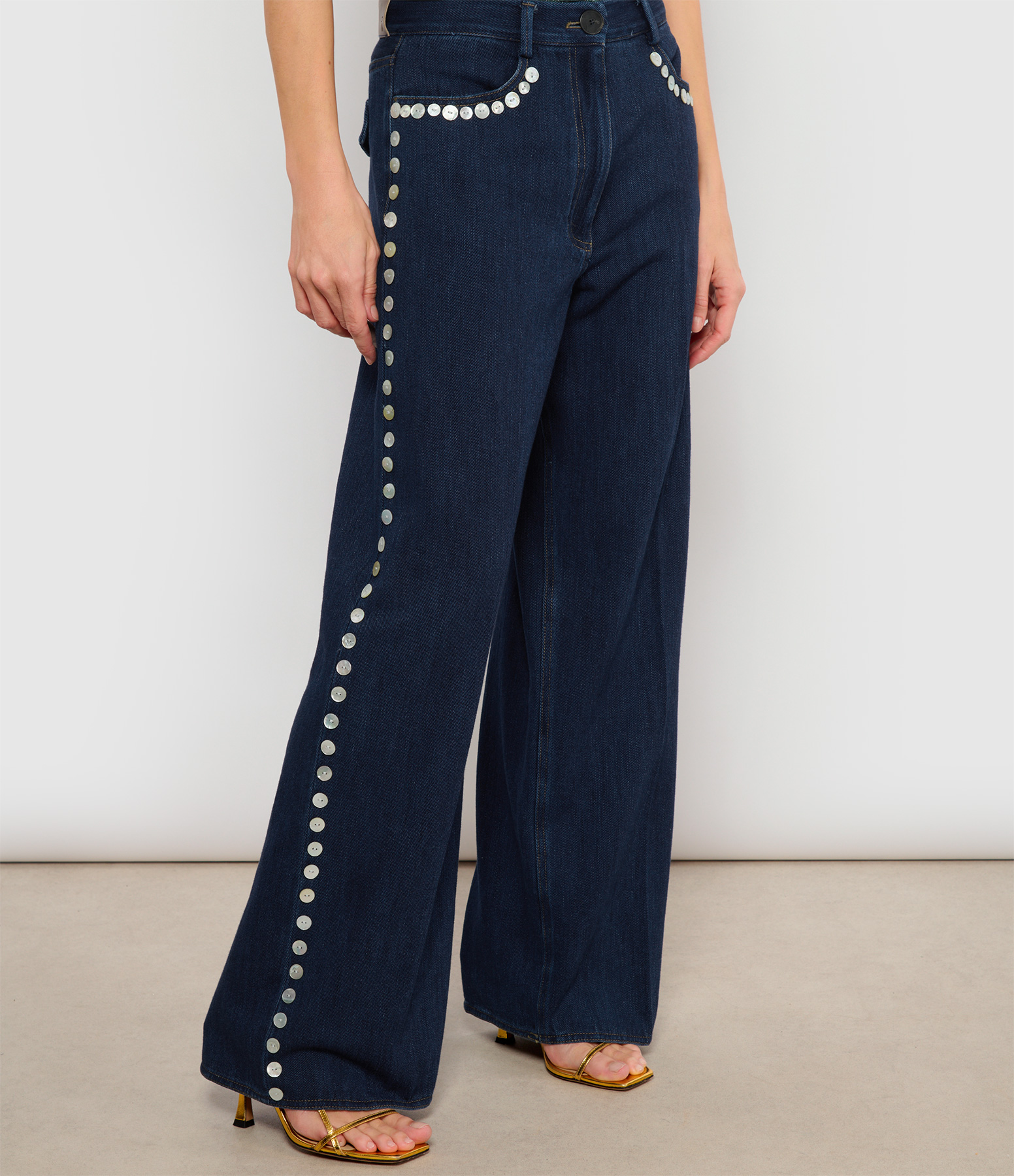 Jean Cotton Denim Cavalry Embroidered Indigo