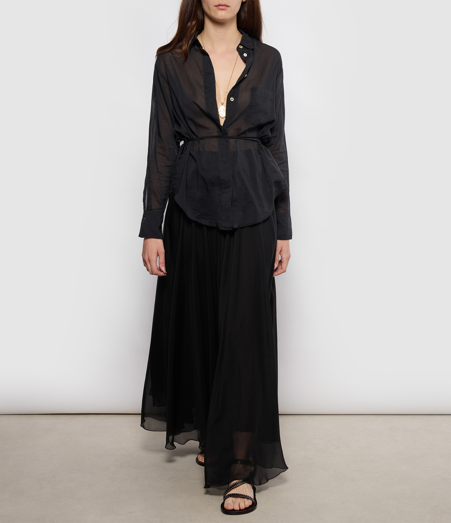 Black Silk Chiffon Skirt