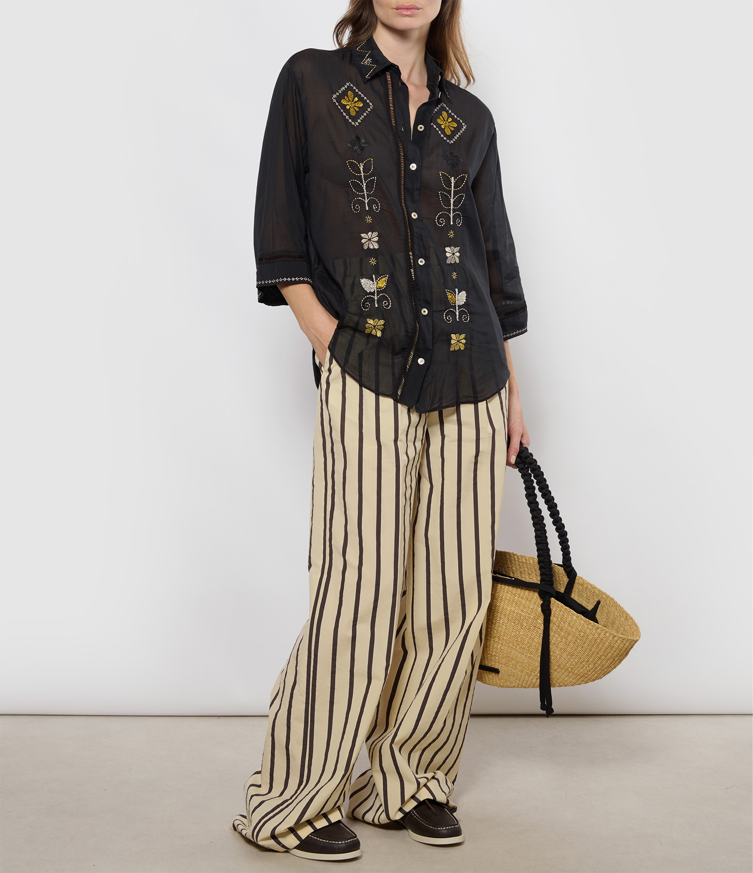 Orchidea Embroidered Pinstripe Trousers
