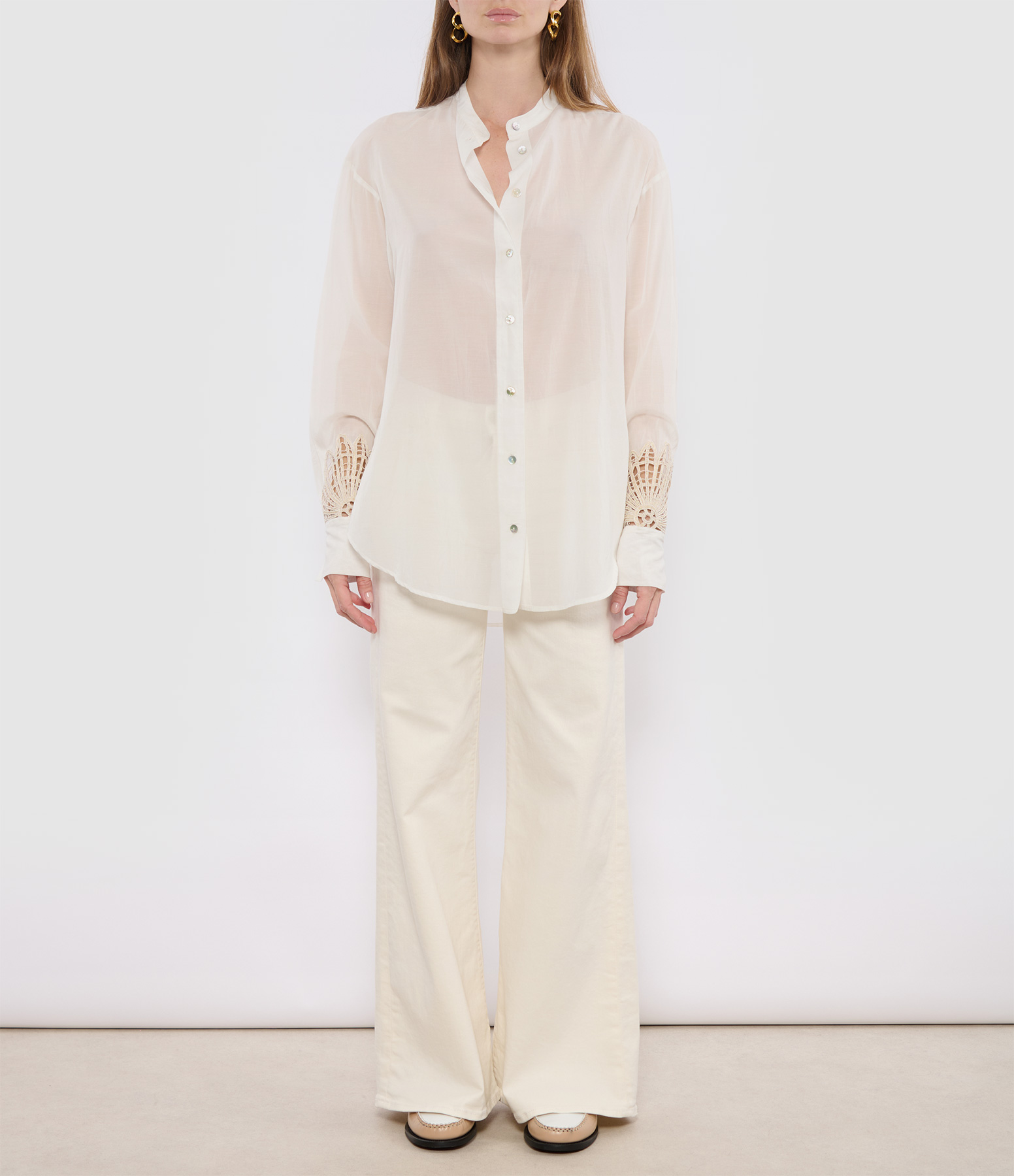 Giglio Botanical Flower Embroidery Shirt