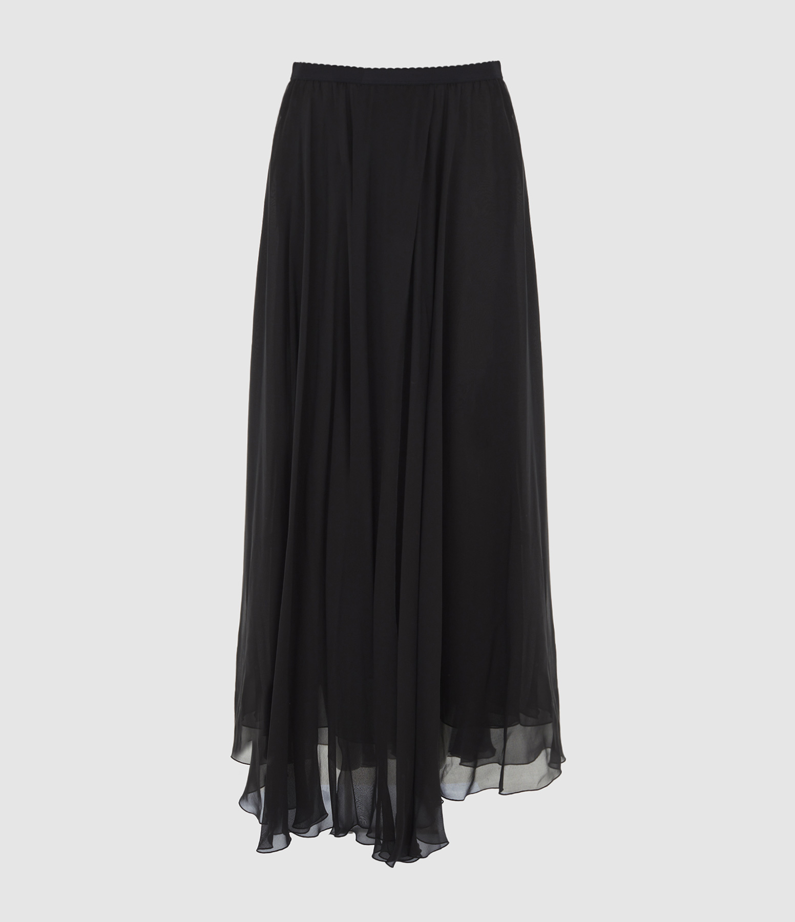 Black Silk Chiffon Skirt