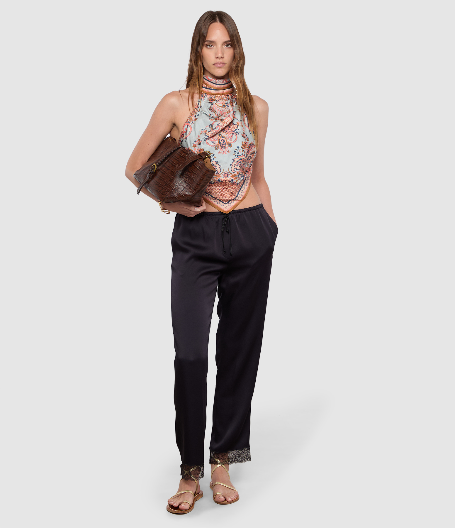 Envers Satin Trousers with Lace Detail – Notte Pyjamas