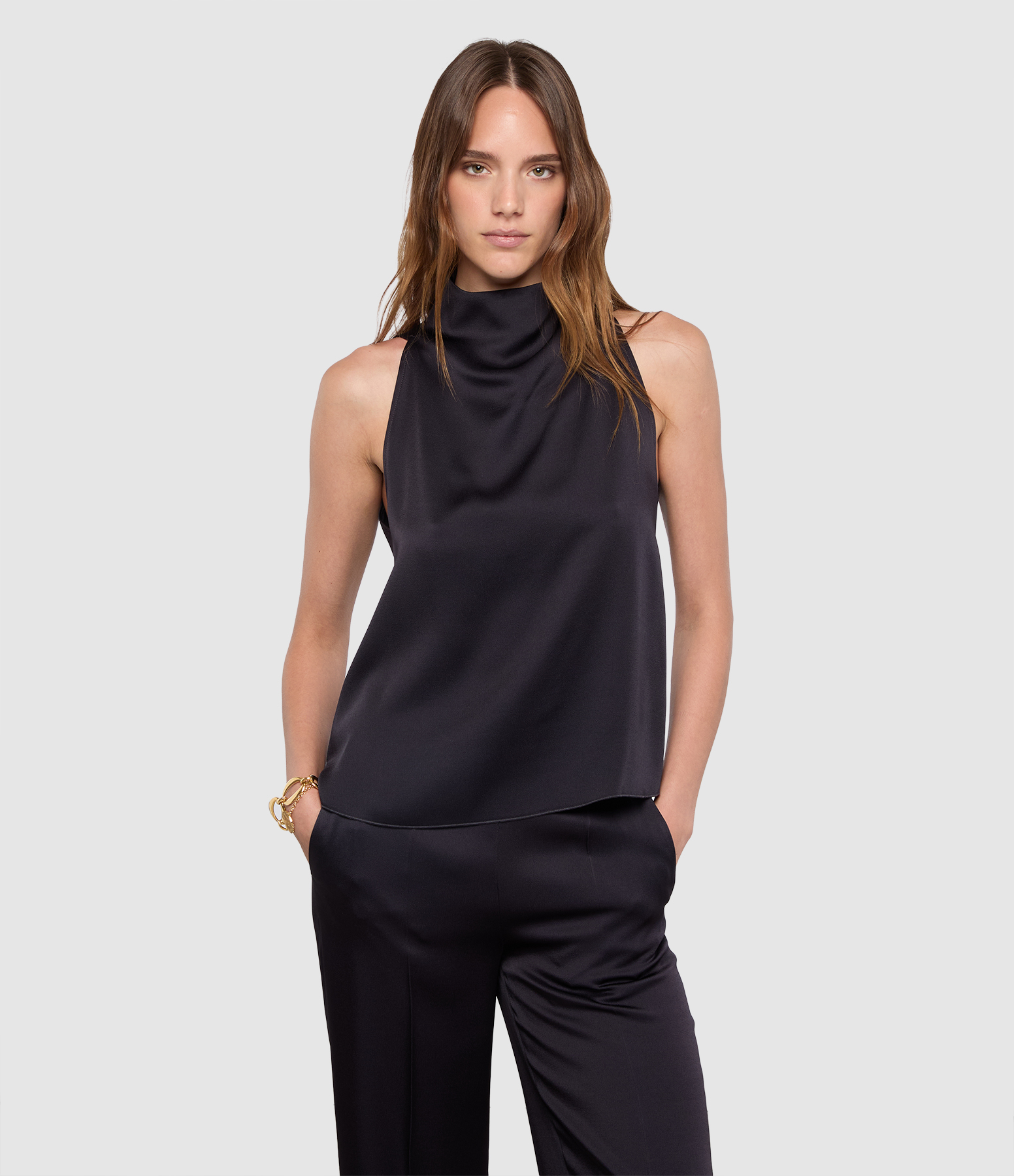 Notte Satin Reversible Turtleneck Top