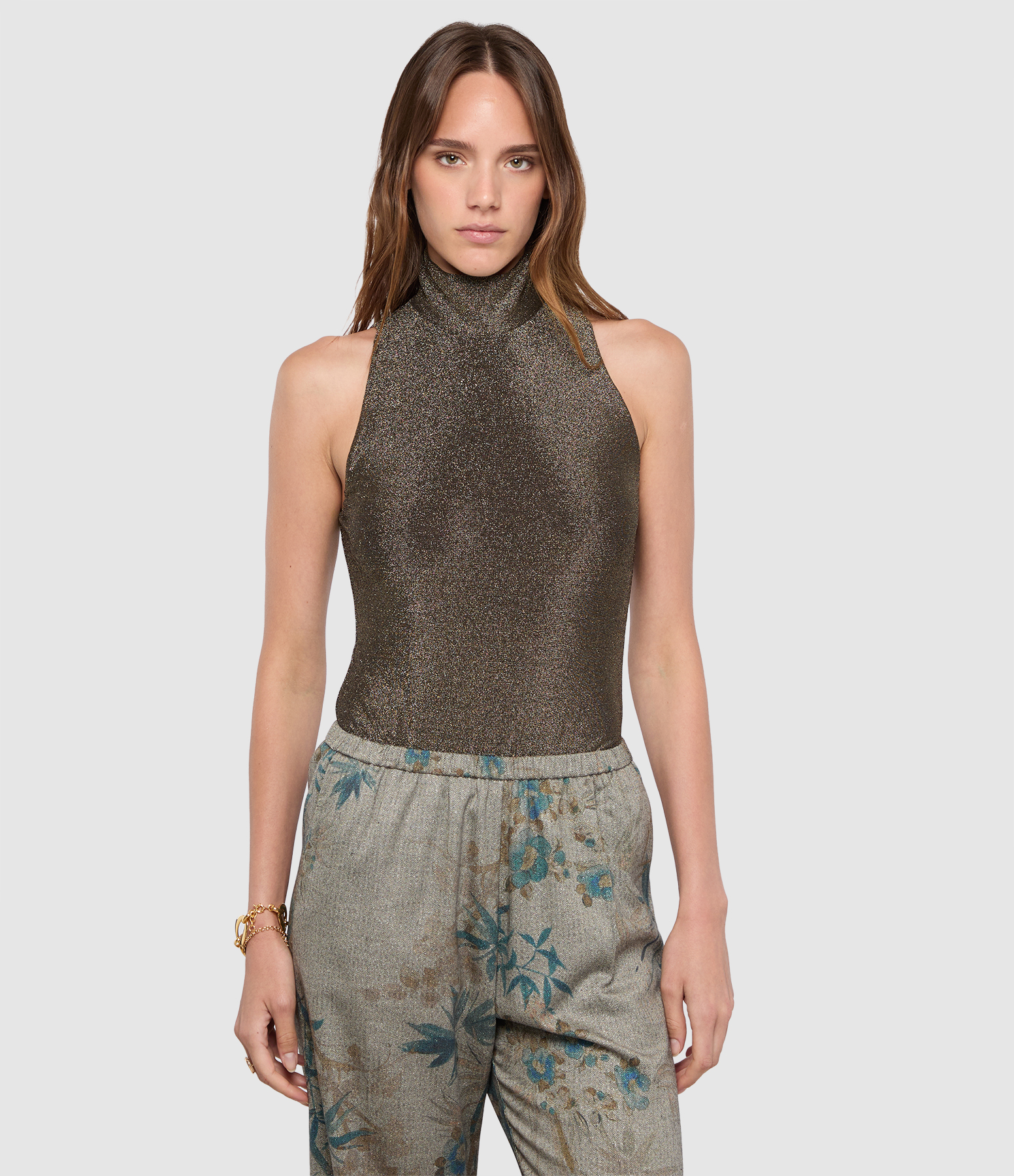Dark Gold Lurex Jersey Bodysuit