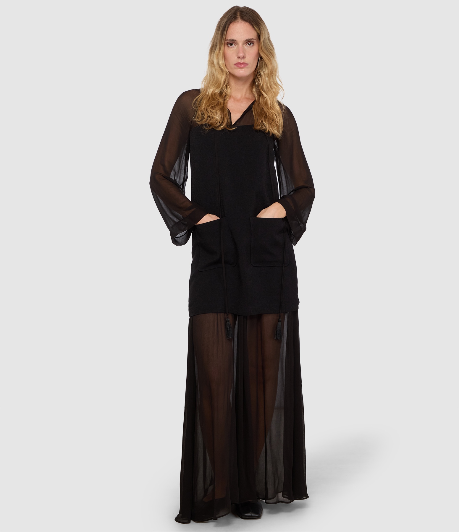 Black Crepe Mousse and Georgette Dress