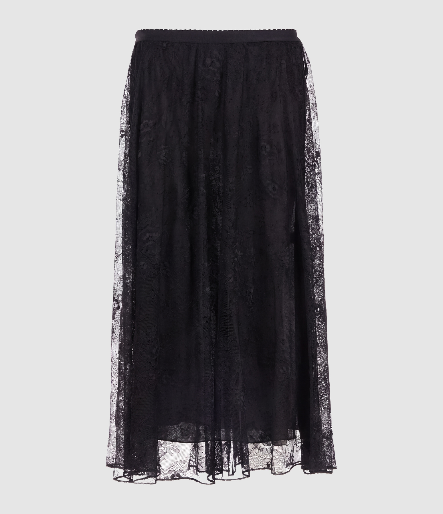 Nero Long Chantilly Lace Skirt