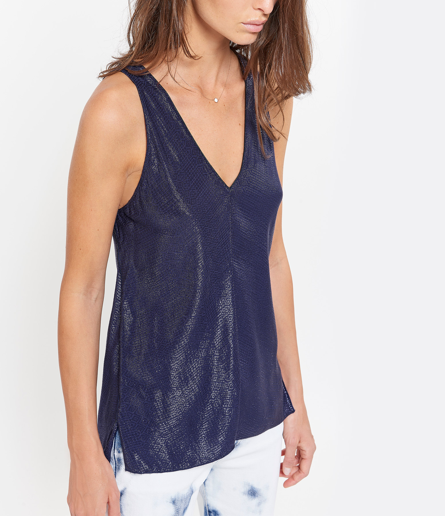 Lapis Blue Jacquard Mosaic Top
