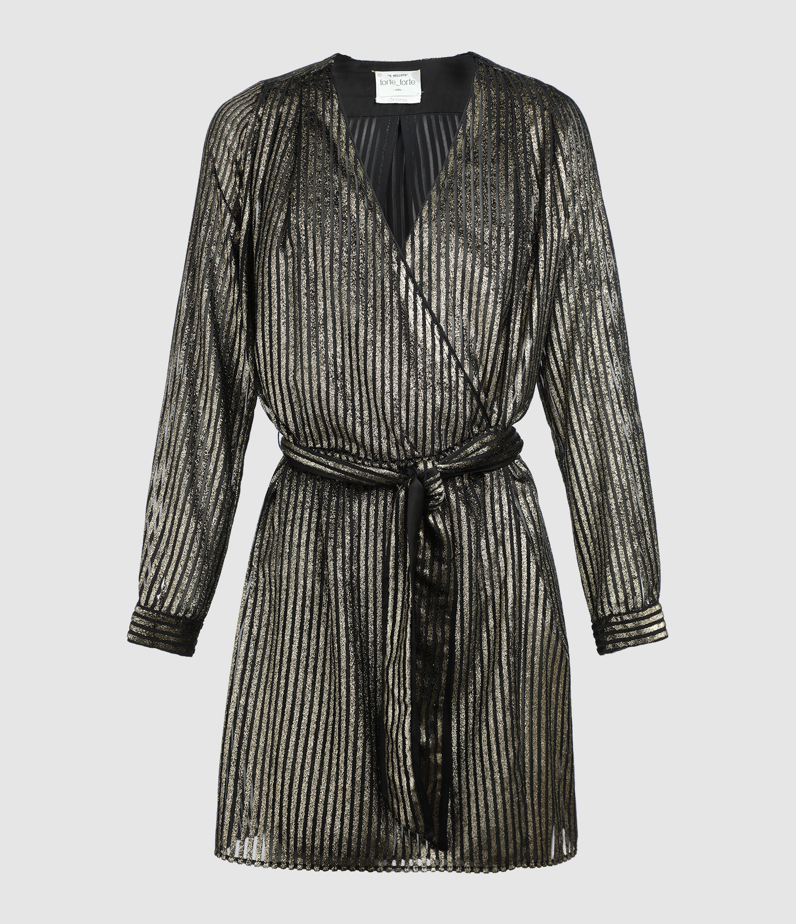 Black Laminated Belted Dress
