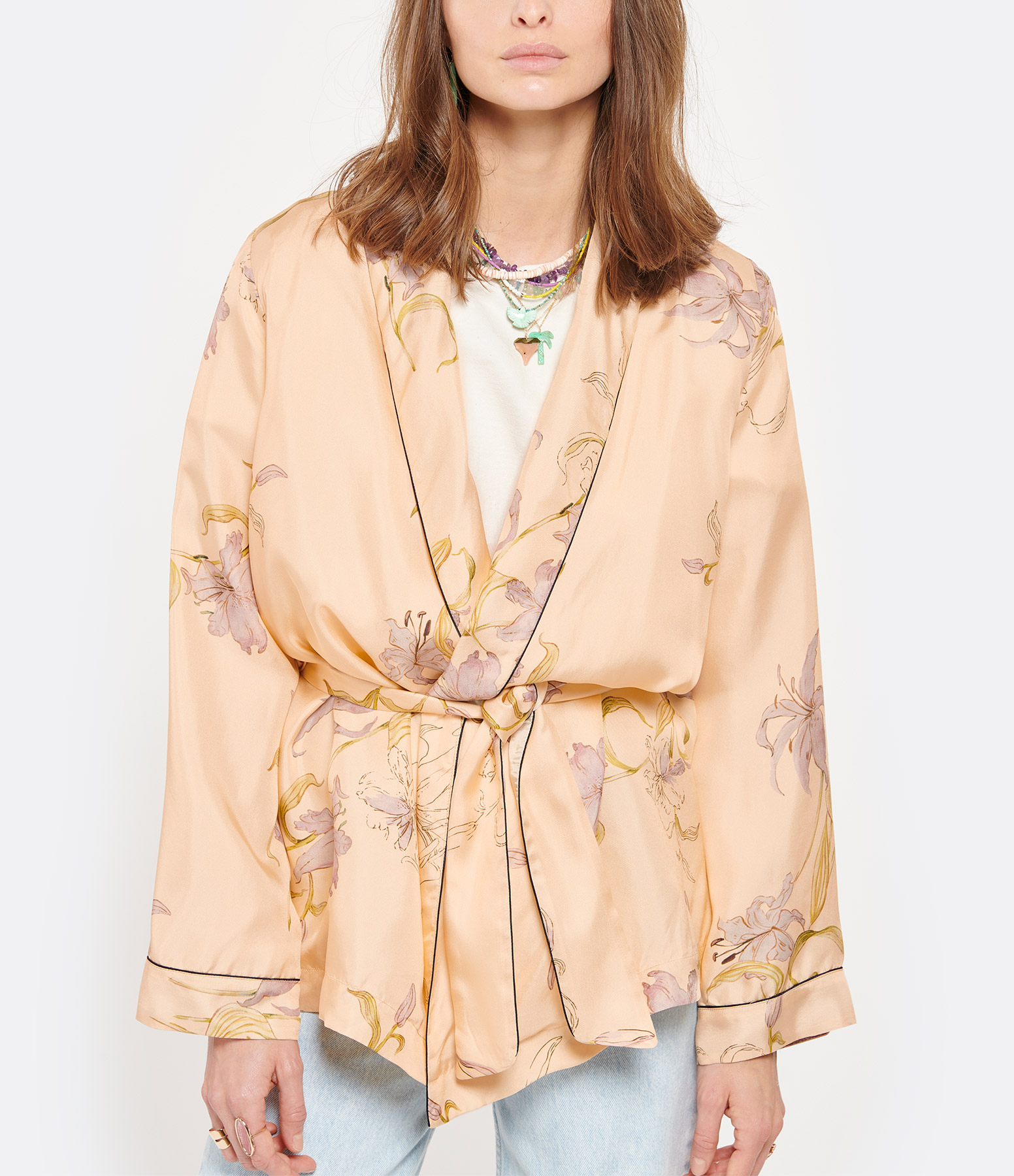 Gelsomina Twill Pesca Printed Jacket