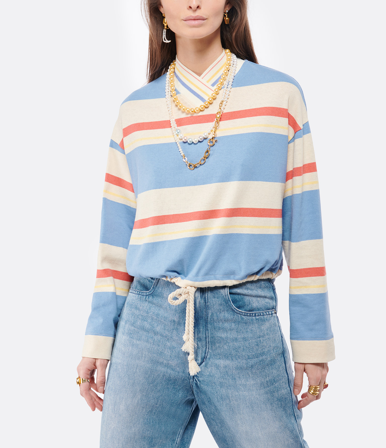 Sky Blue Striped Recycled Cotton Top