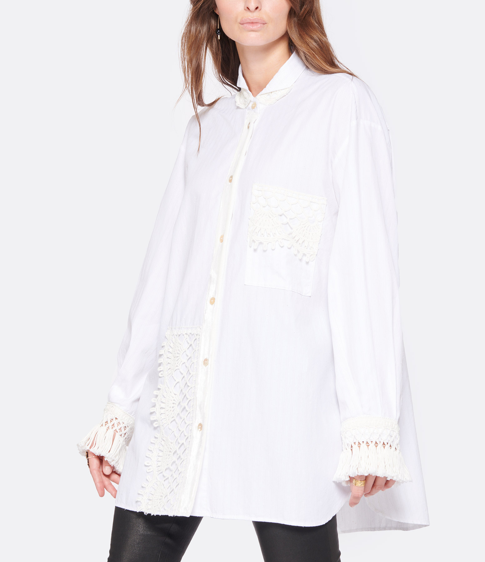 White Crochet Cotton Shirt