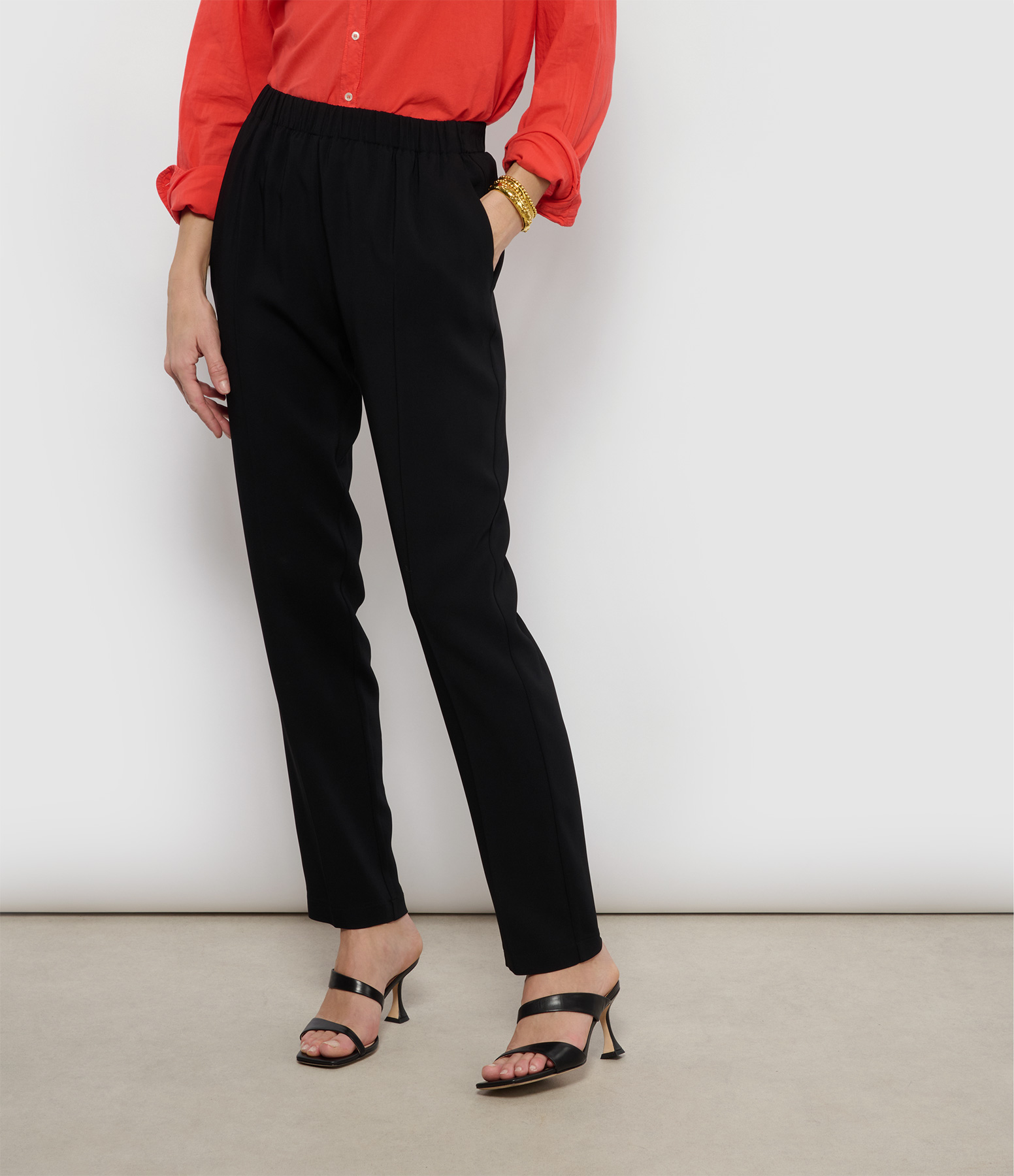 Essential Stretch Cady Crepe Trousers – Nero