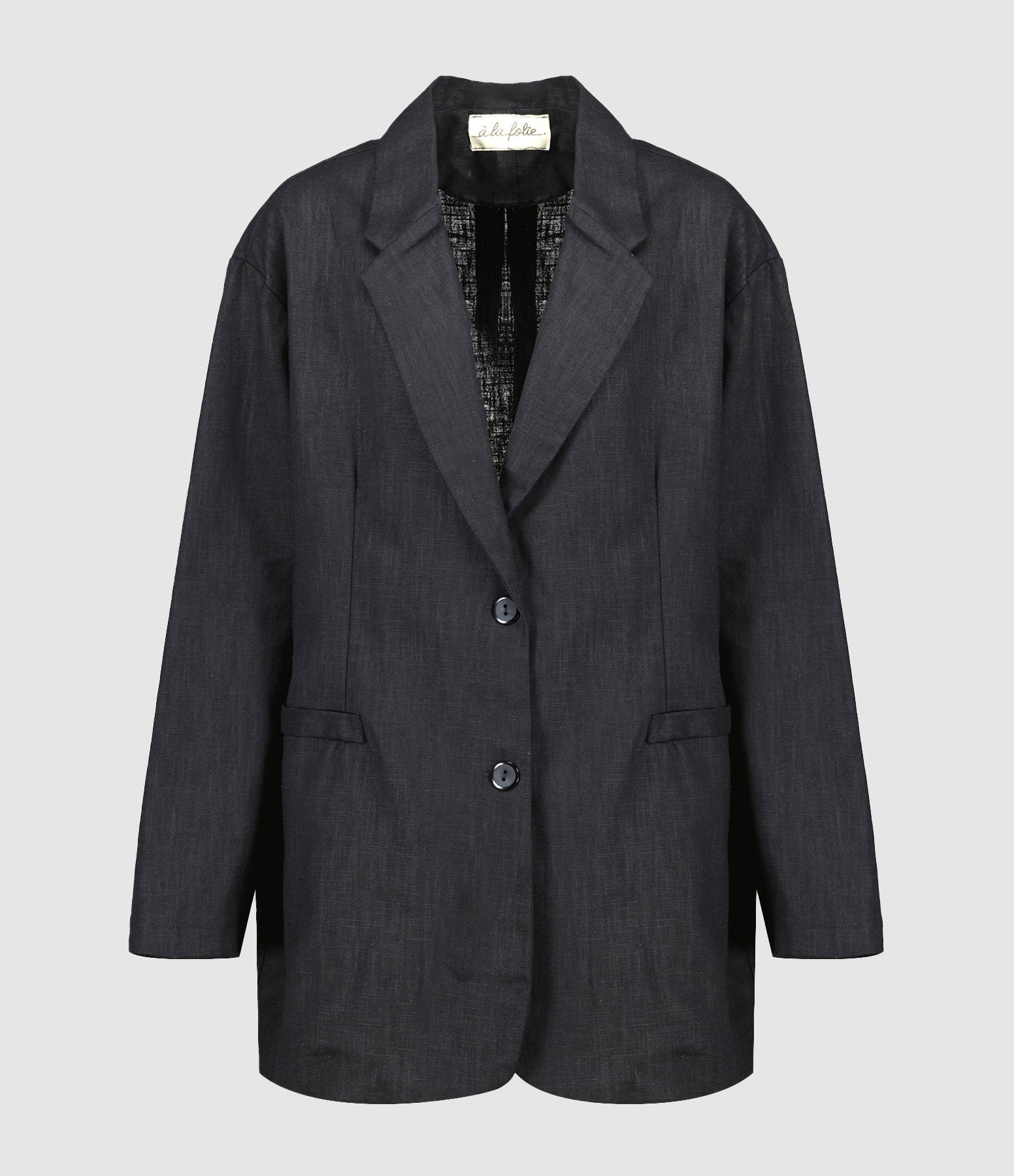 Folie Black Linen Blazer