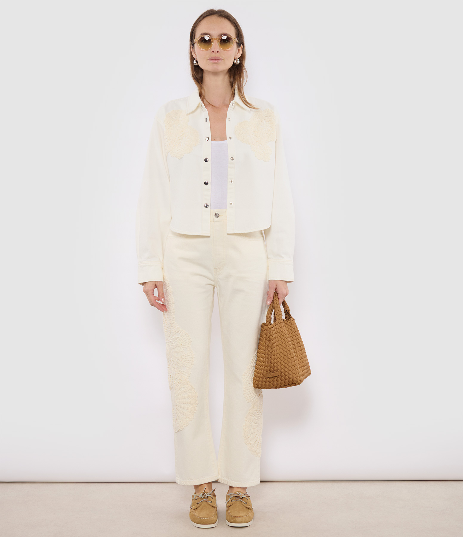 Jean The Crochet Vertical Crop White