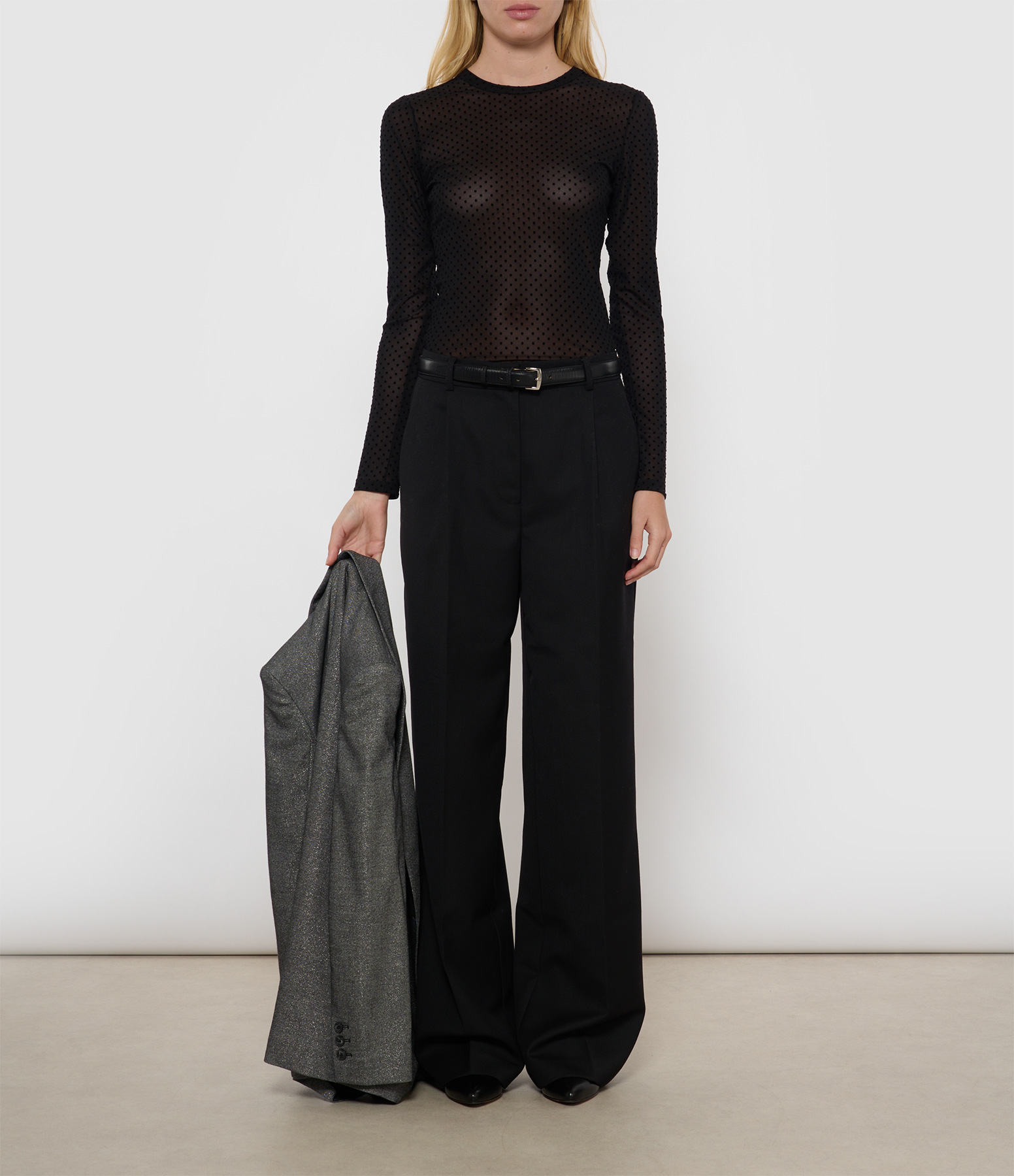 Black Polka Dot Mesh Top