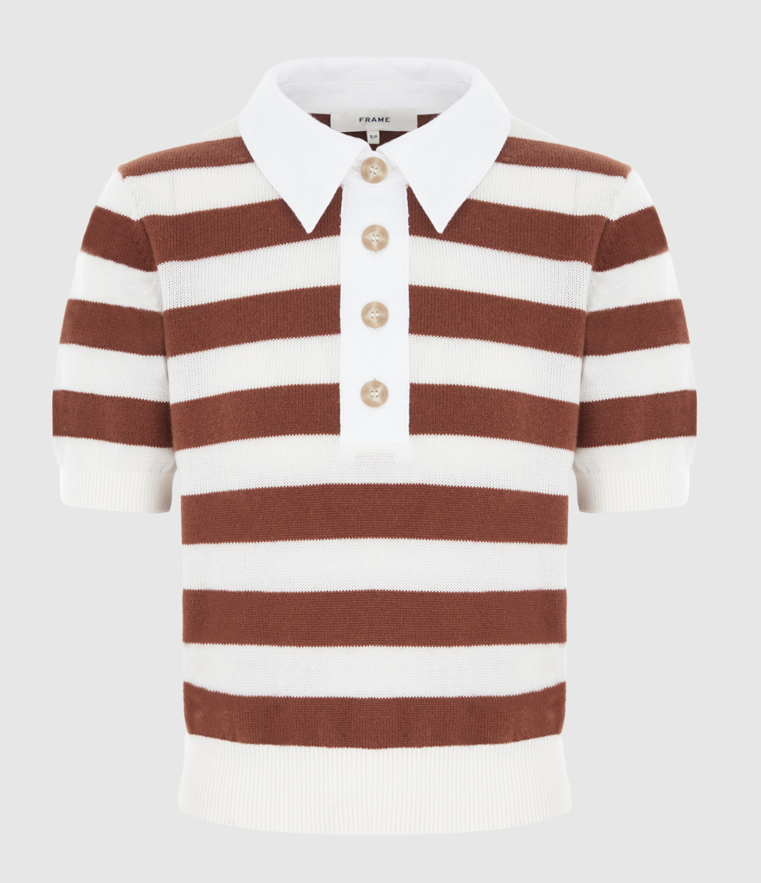 The Bold Stripe Polo Sweater in Brown