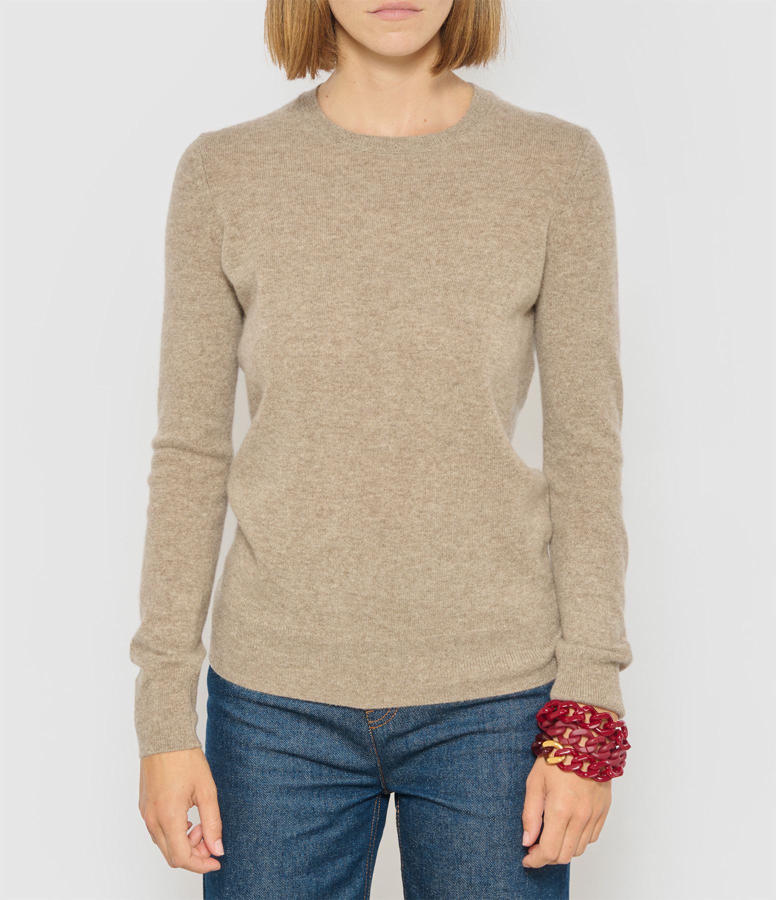 Taupe Round-Neck Jumper from China