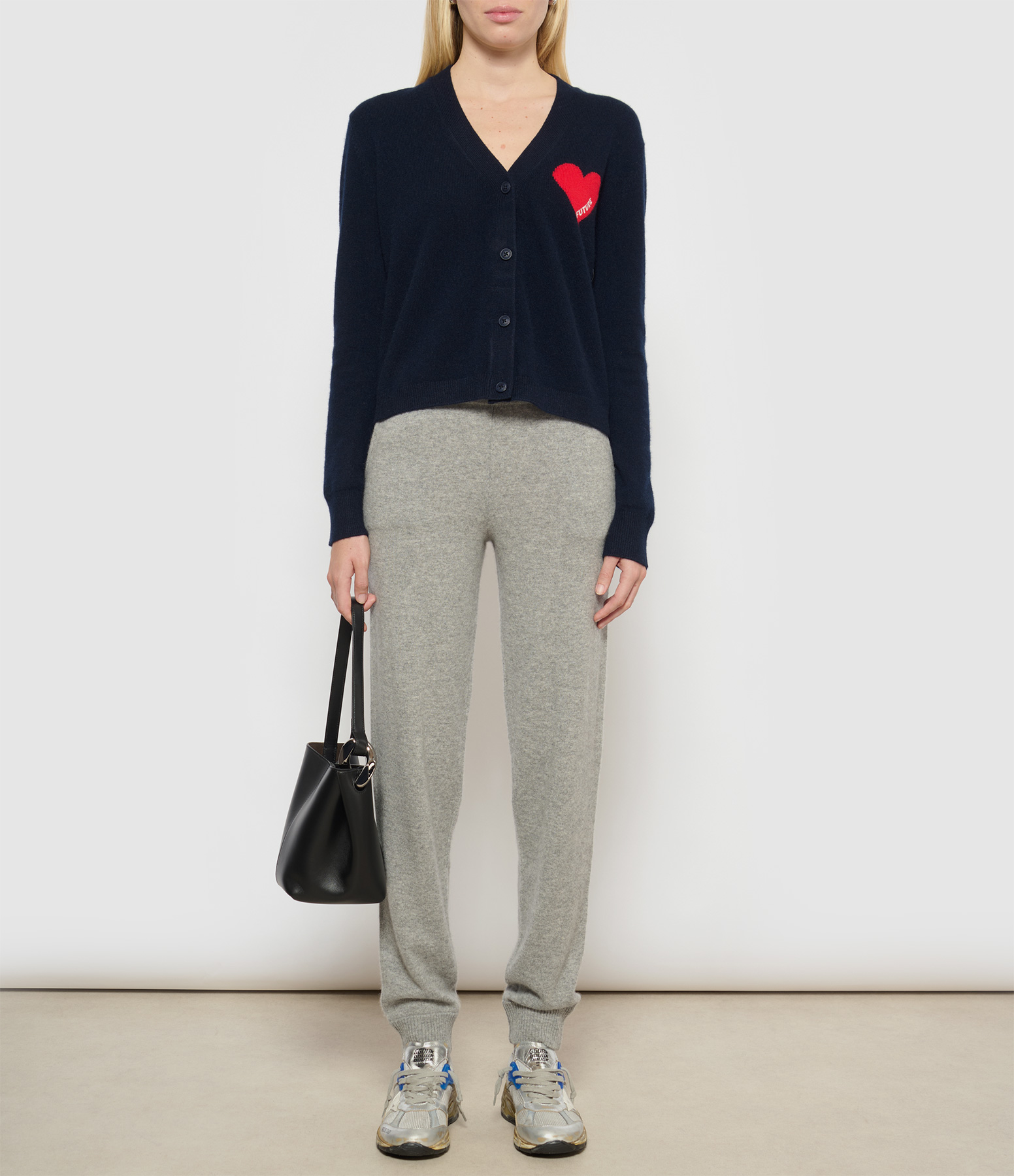 Straight-leg jogging bottoms in dark heather grey