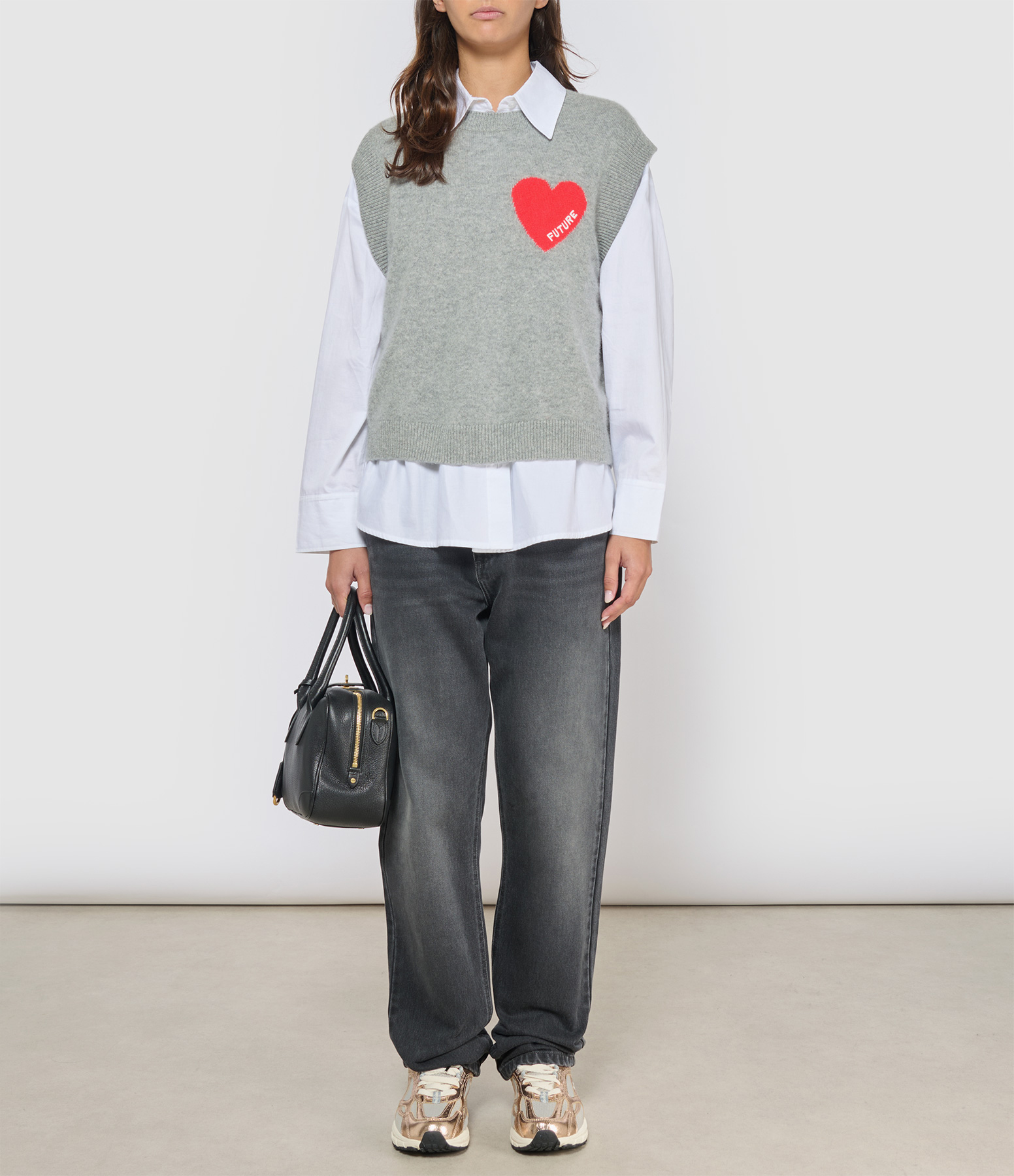 Dark Charcoal Grey Sleeveless Jumper