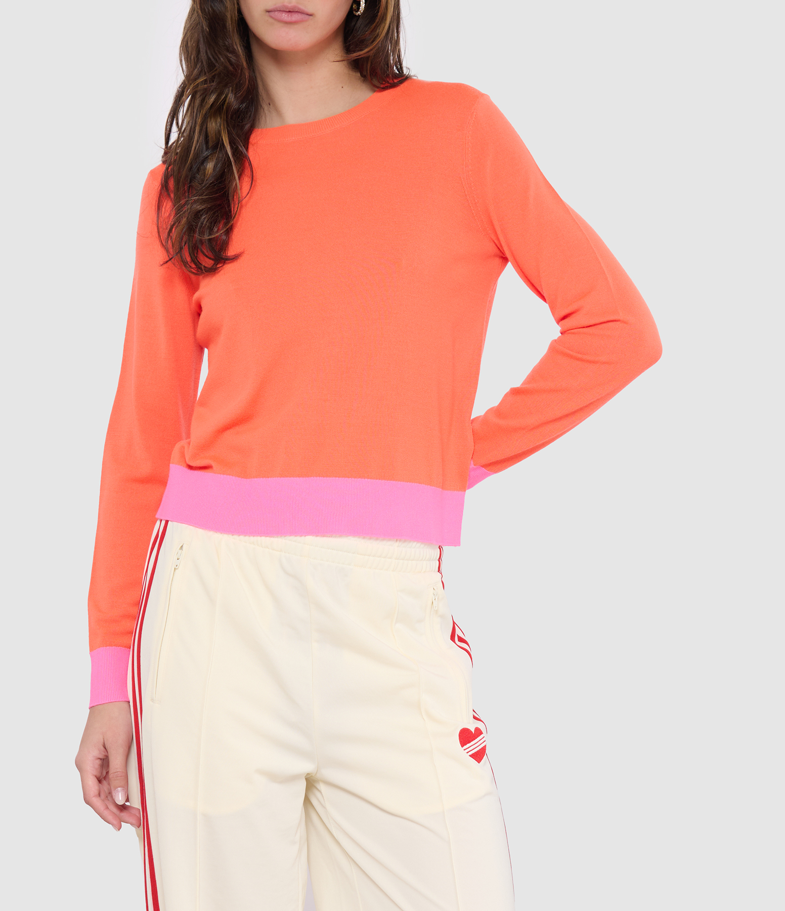 Fire Orange Round-Neck Jumper