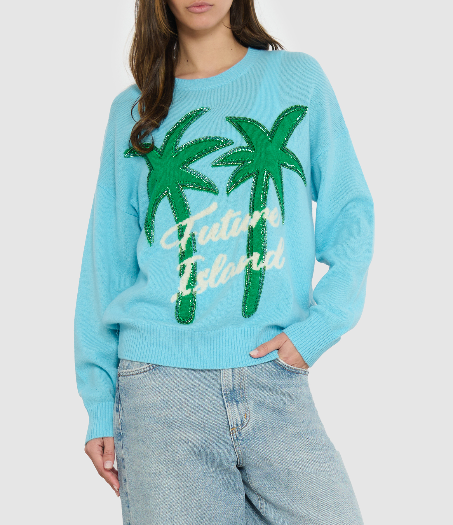 Vacation Blue Round-Neck Jumper