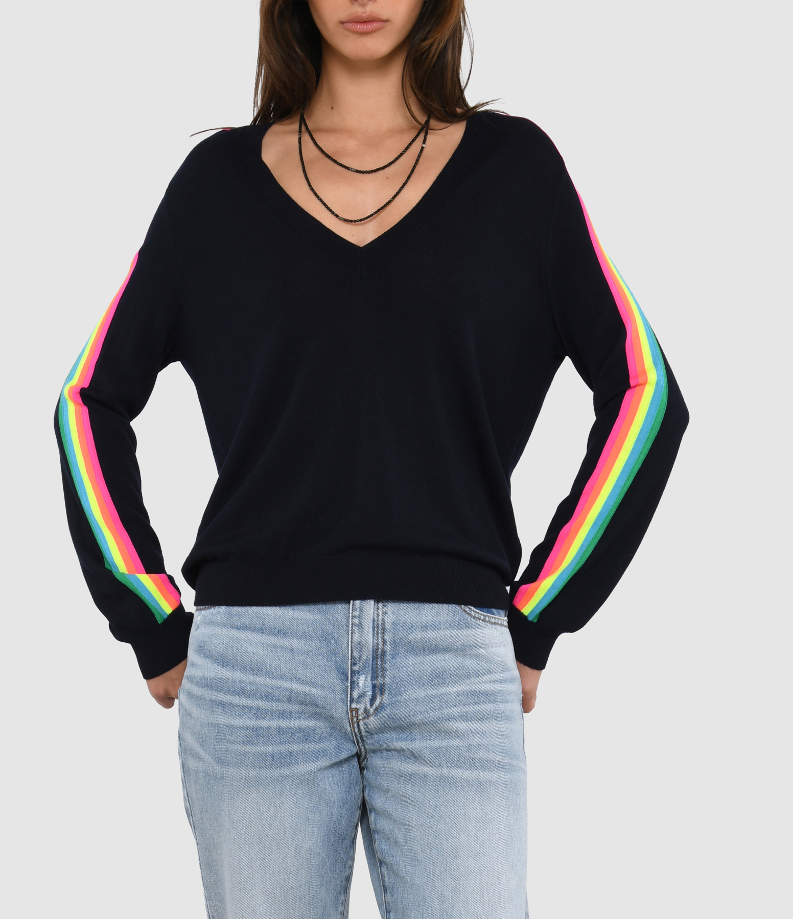 Navy V-neck jumper