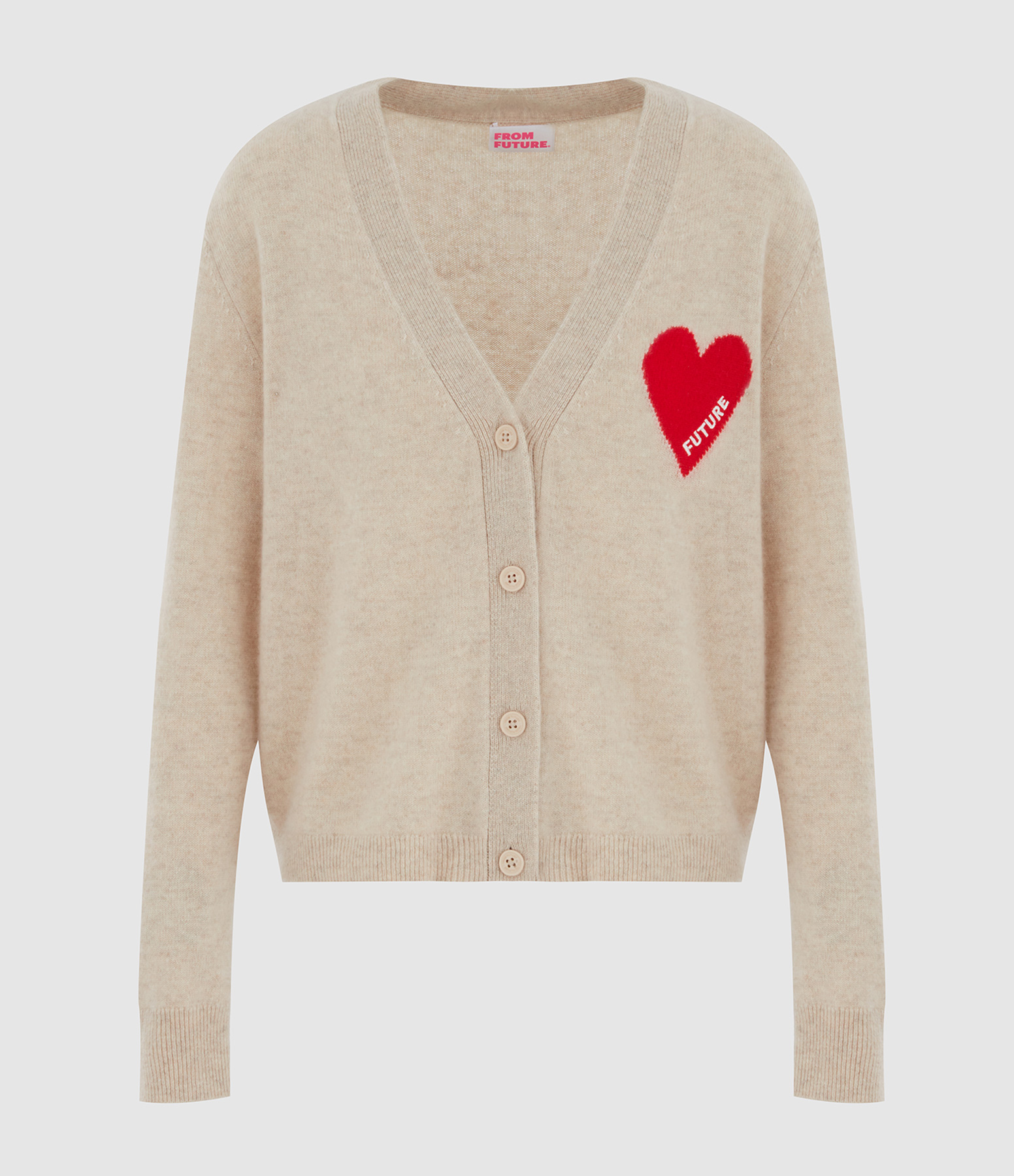 Beige Chinese-style cardigan jumper