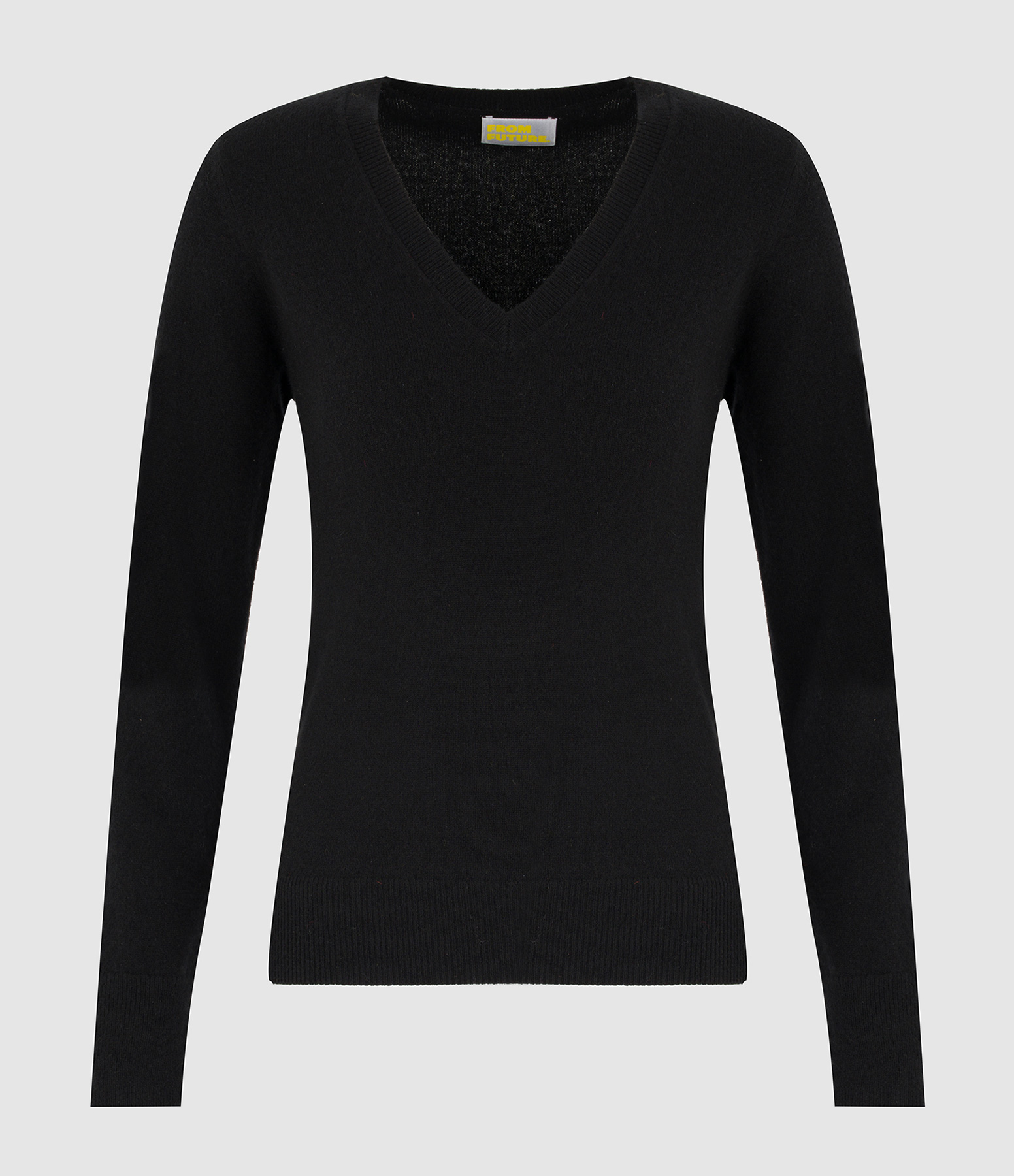 Black V-neck jumper