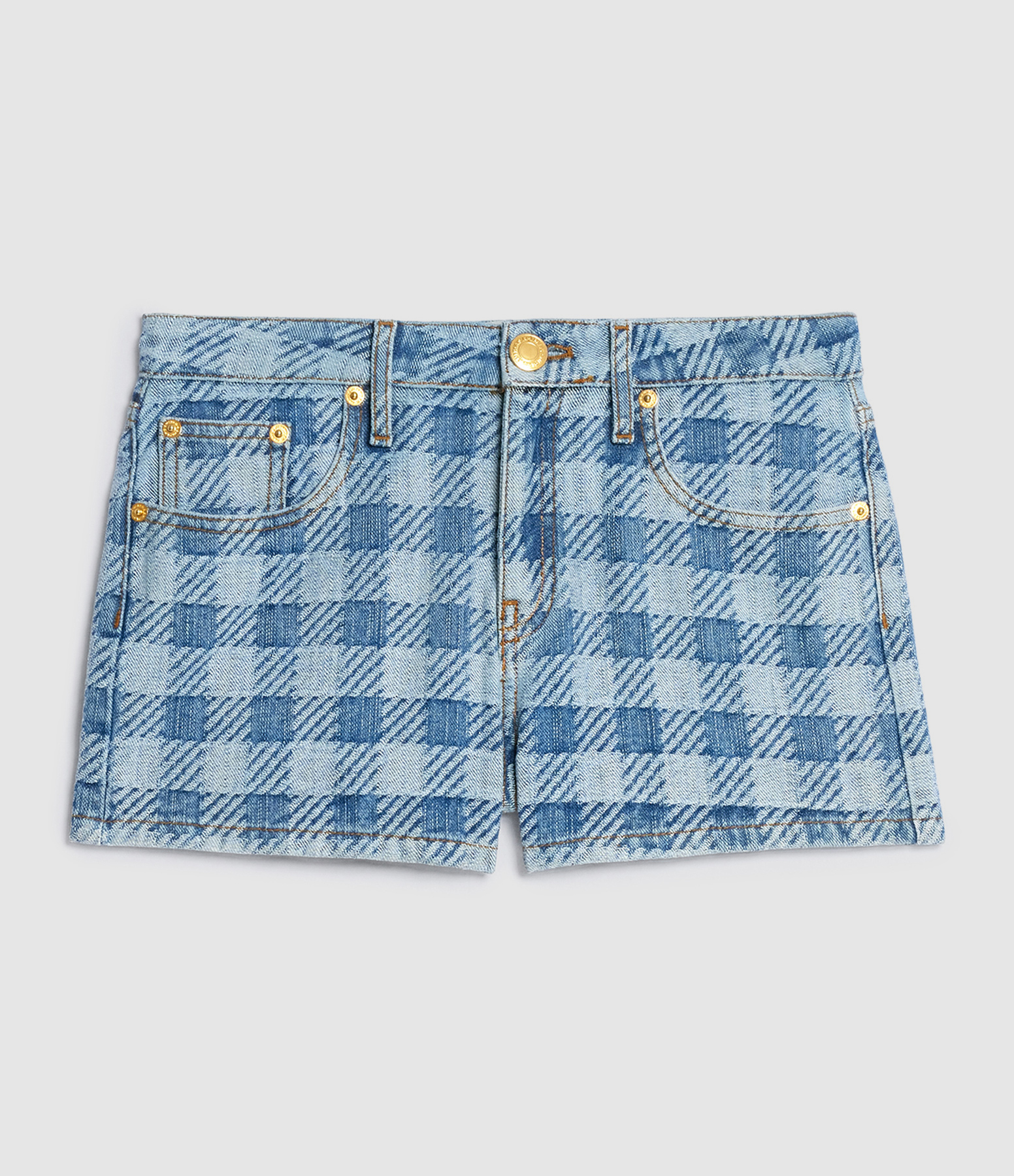 Bleach-Blue Cotton Denim Shorts