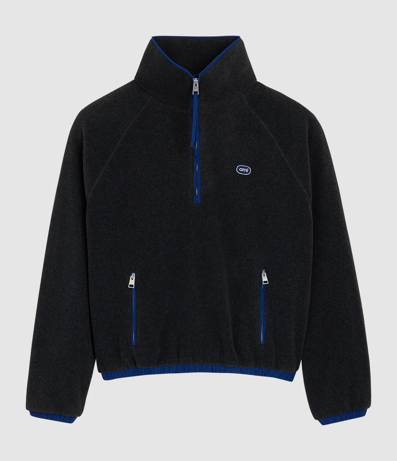 Ami Half-Zipped Sweatshirt in Carbon Grey