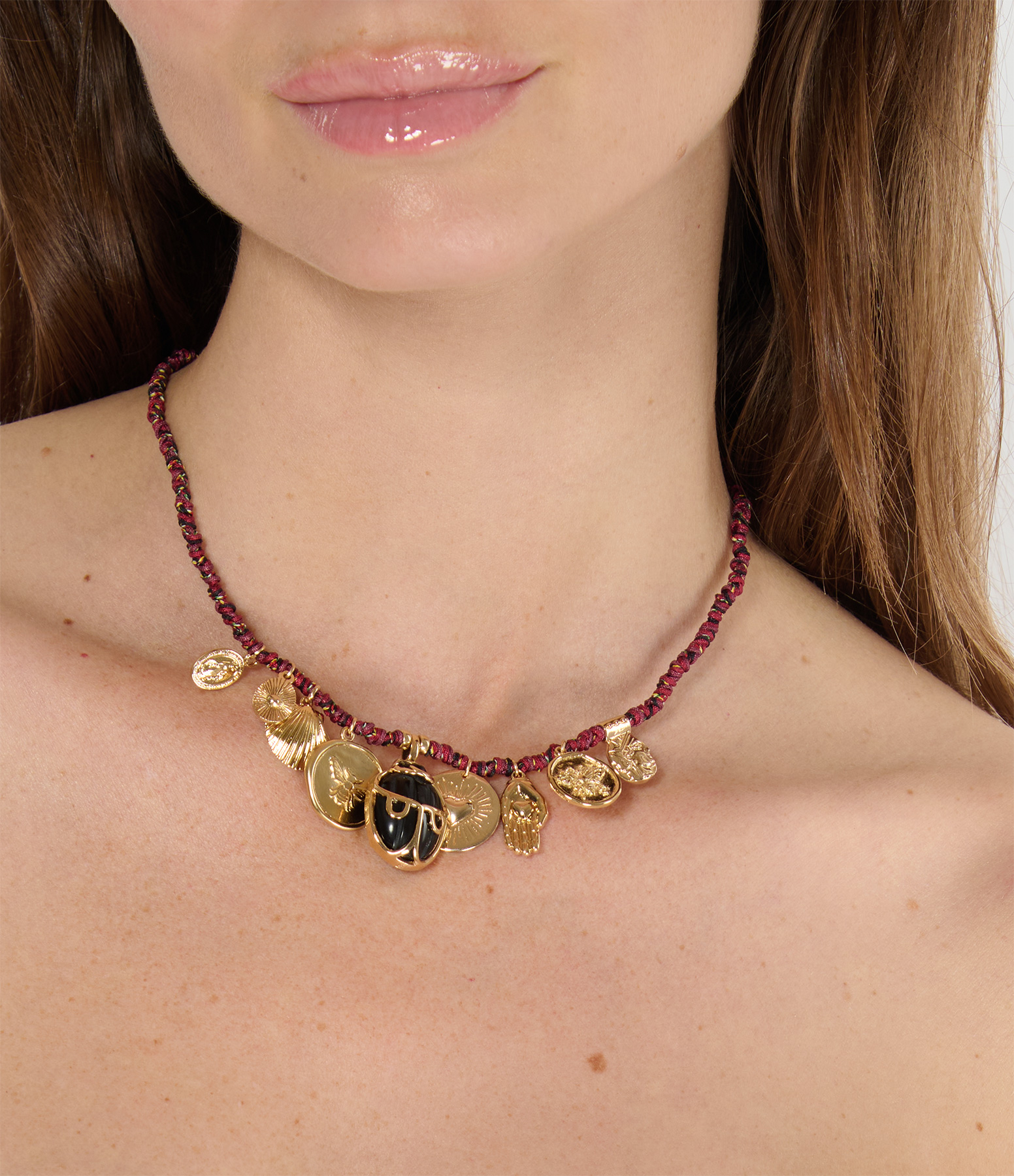 Woven Scarab Medallion Necklace