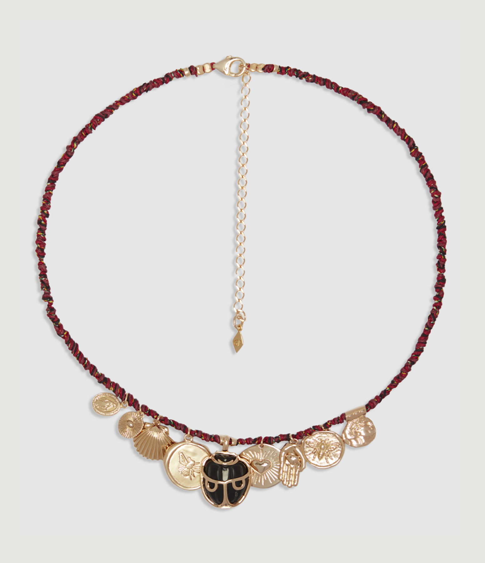 Woven Scarab Medallion Necklace