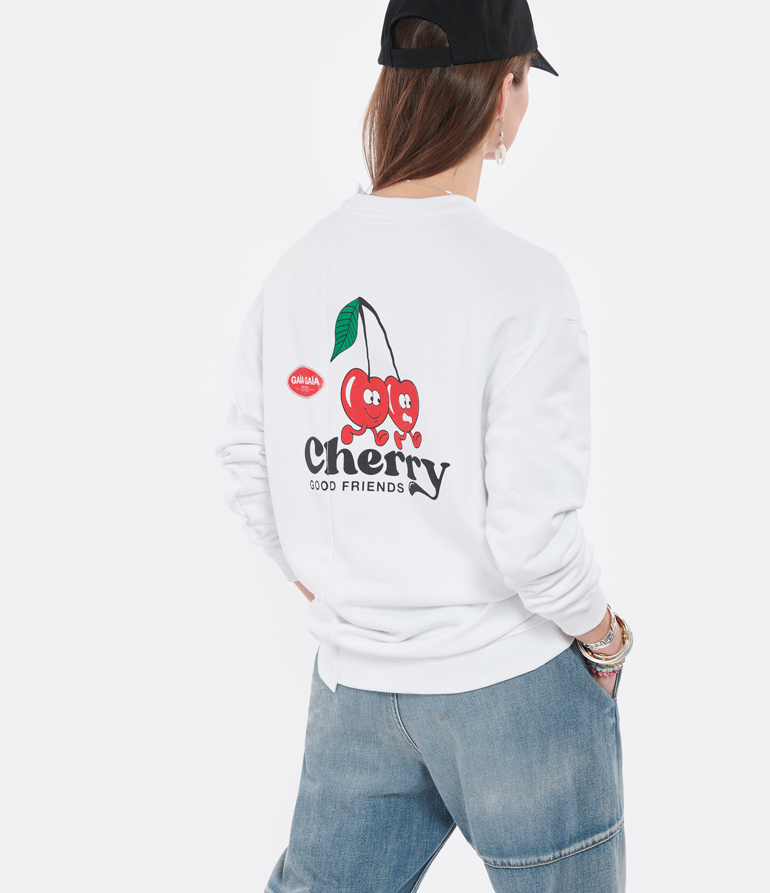 White Cotton Cherry Sweatshirt