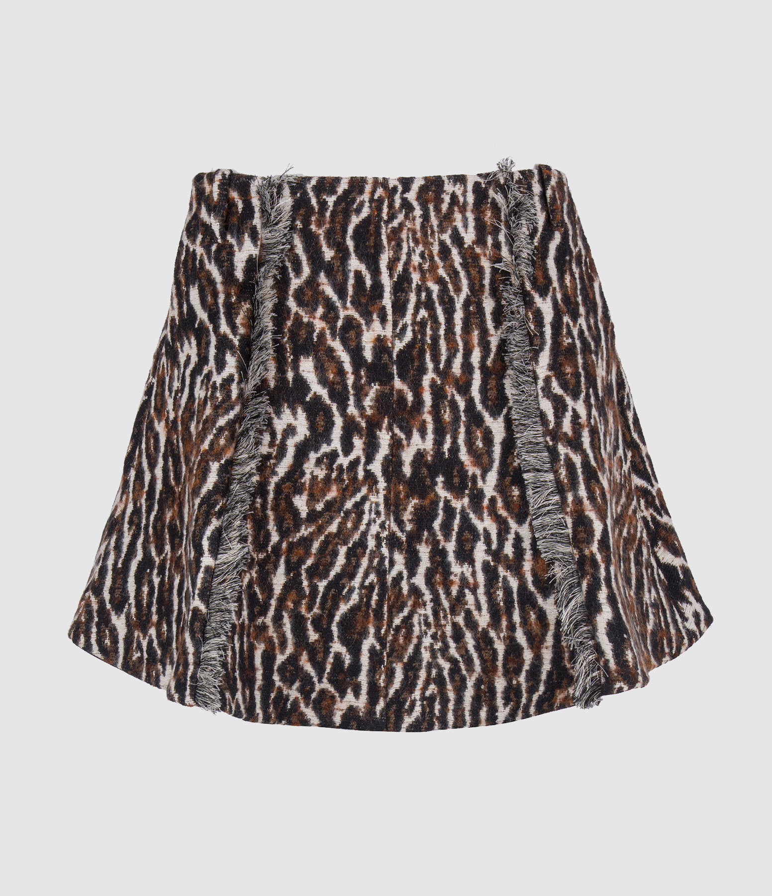 Drapy Egret Brushed Leopard Jacquard Skirt
