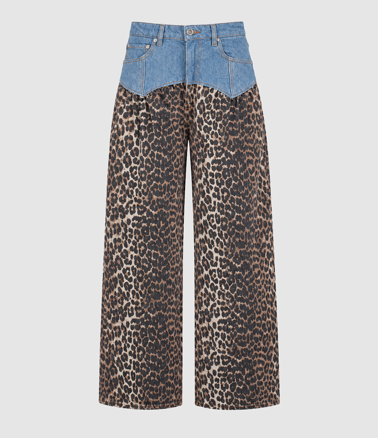 Jean Print Denim Corset Jeans Almond Milk