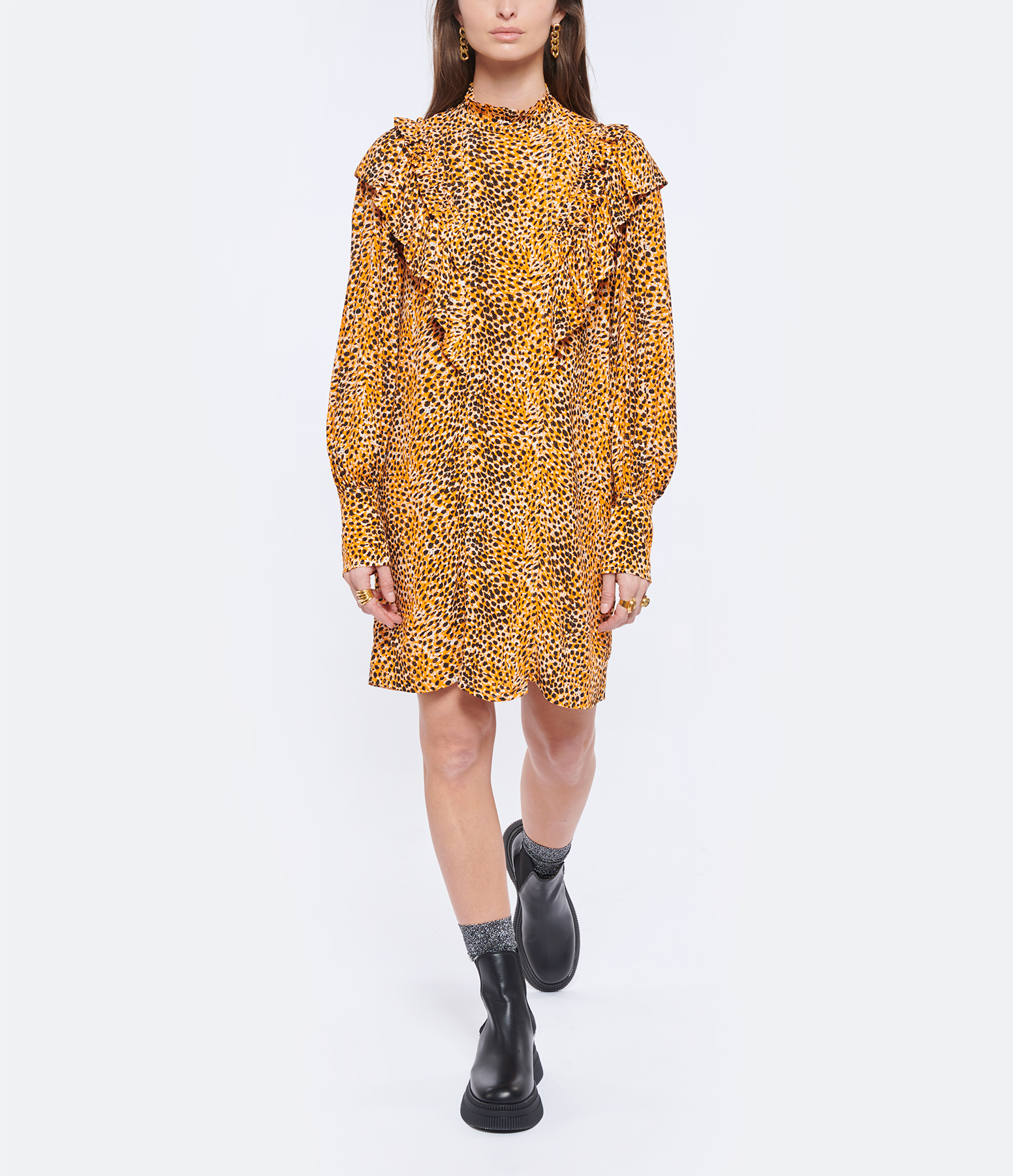 Marigold Printed Crepe Dress