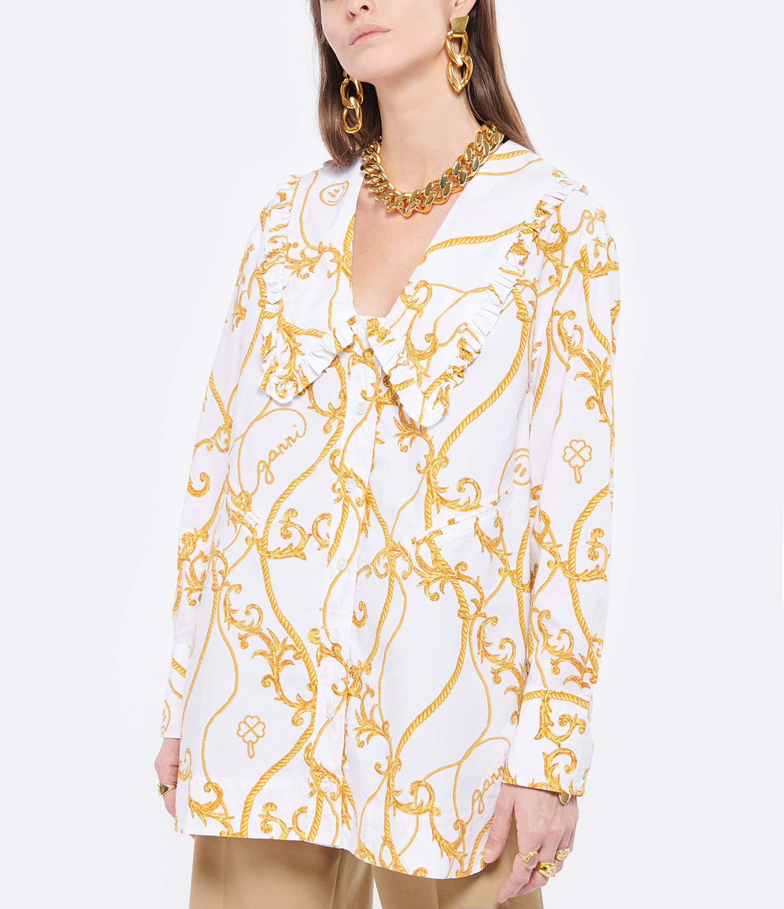Organic Cotton Shirt with Egret Print