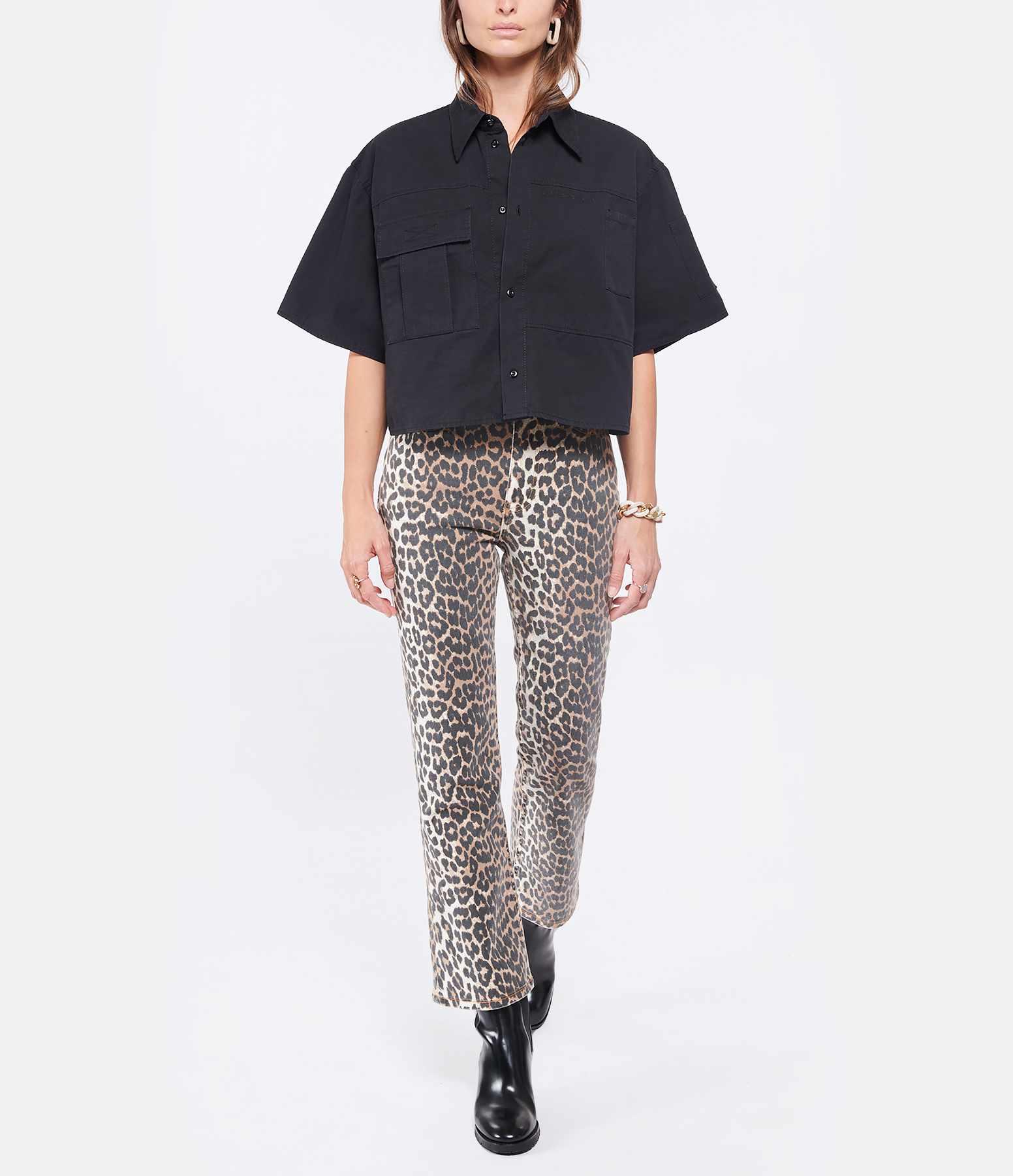 Leopard-print jeans