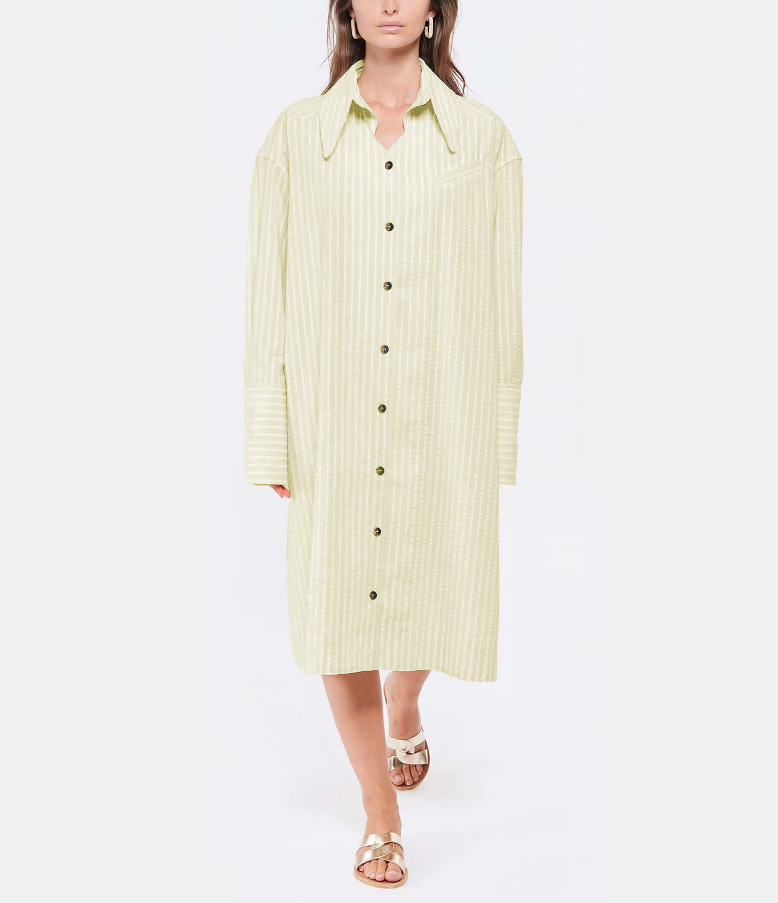 Yellow Striped Shirt Dress