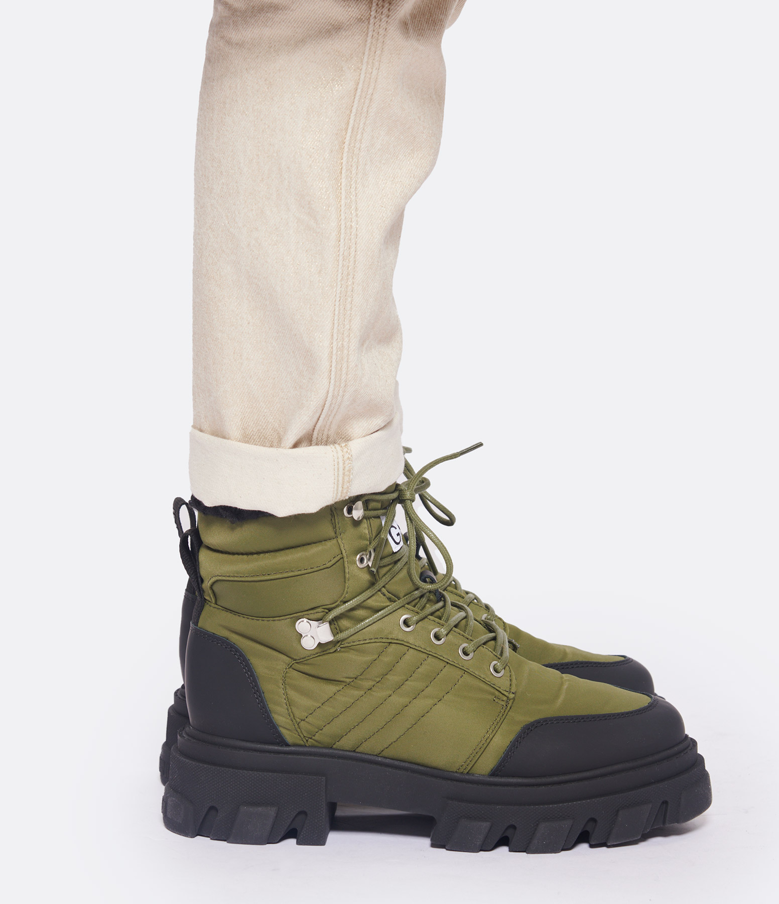 Kalamata Khaki Leather Ankle Boots