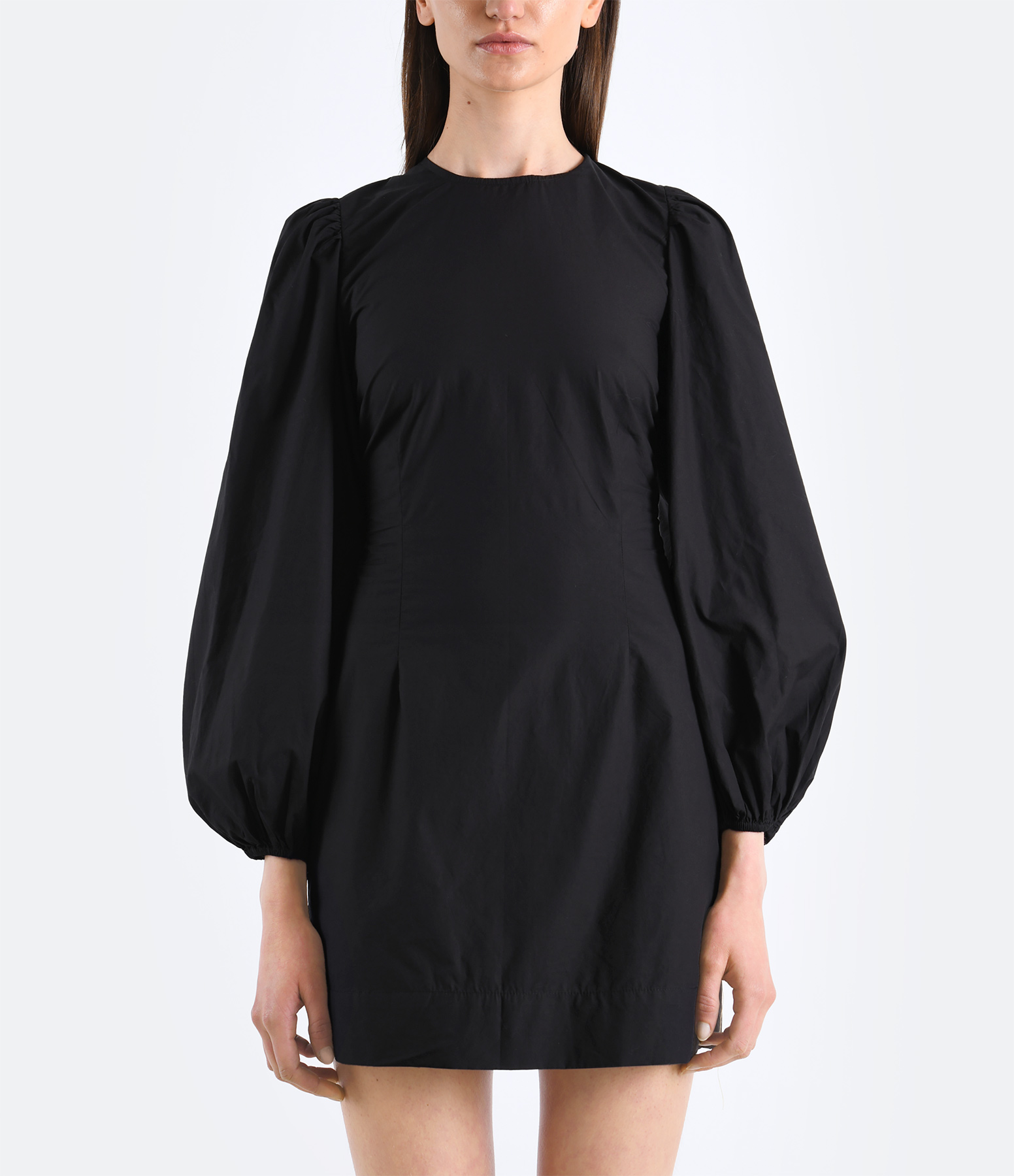 Black Poplin Backless Mini Dress