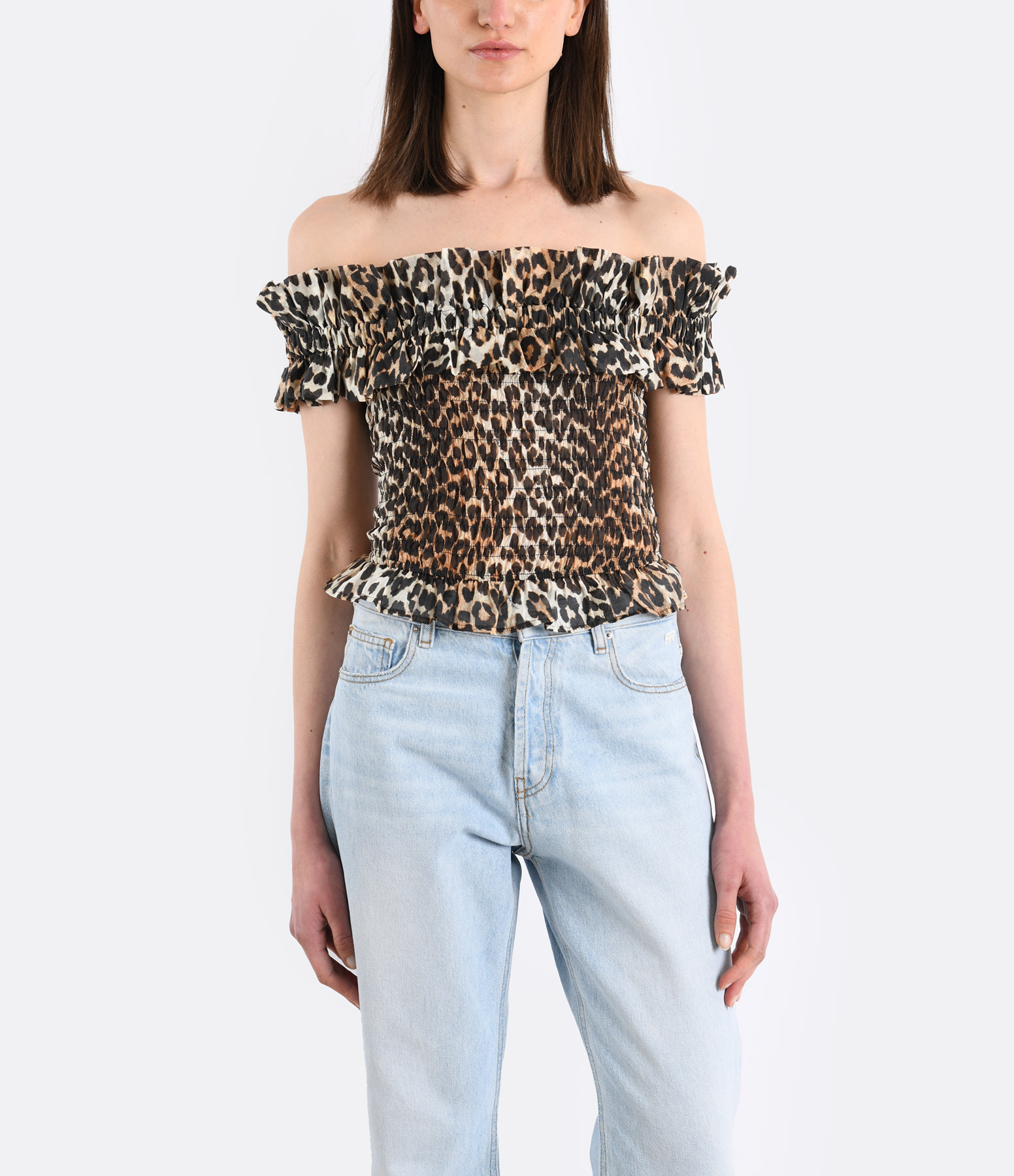 Leopard-print Off-the-Shoulder Top