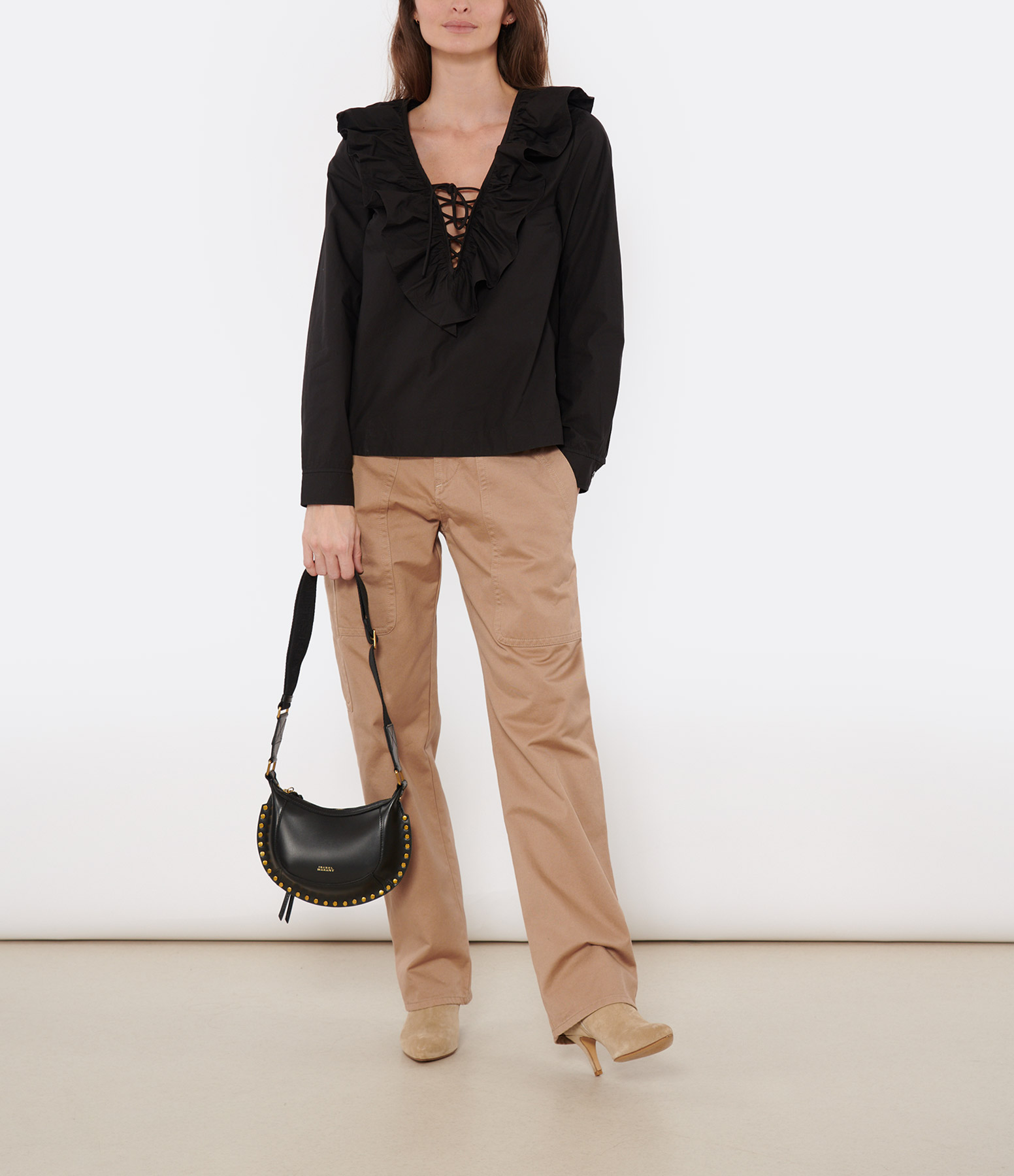 Black V-neck blouse