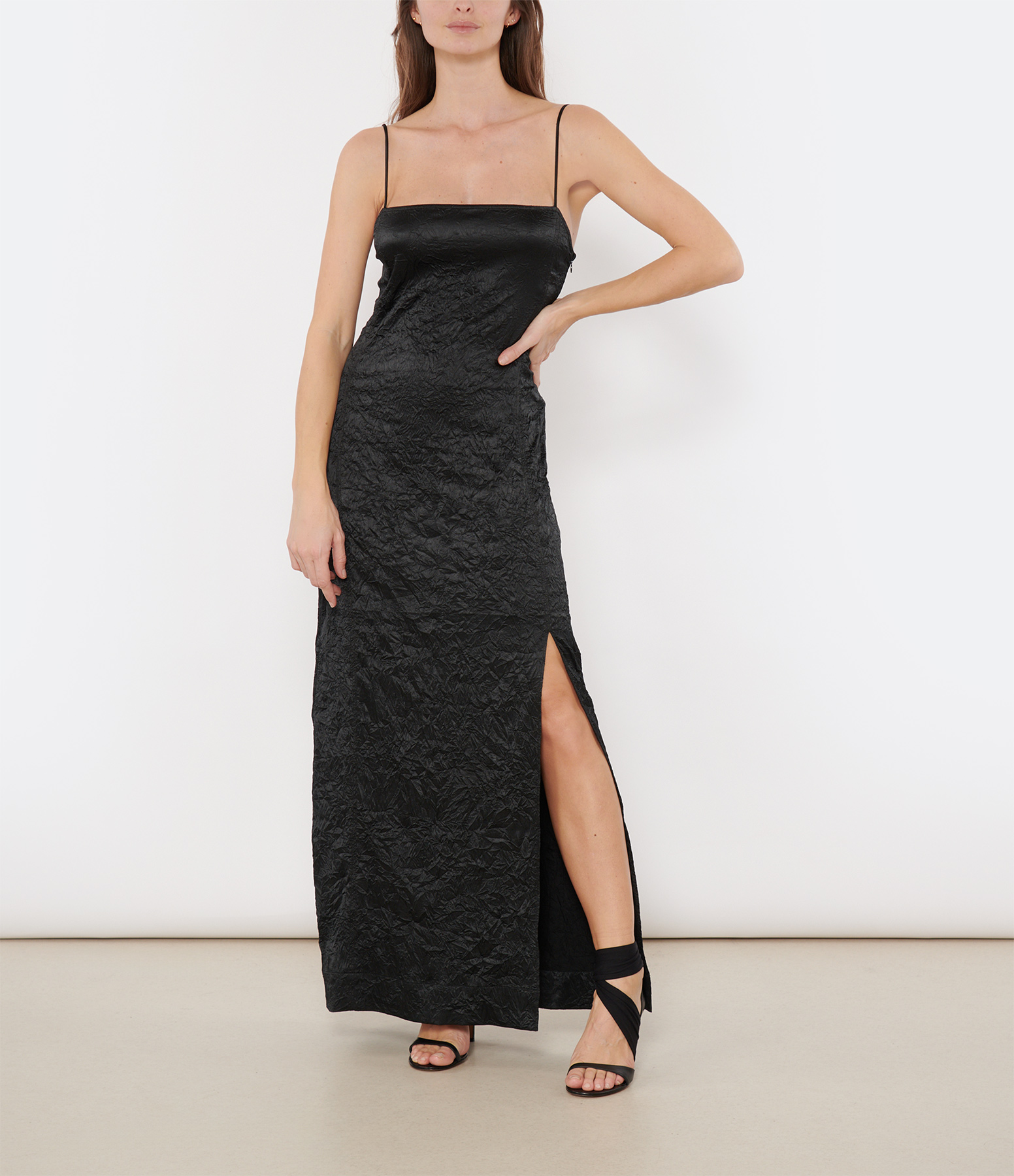 Long Black Satin Dress